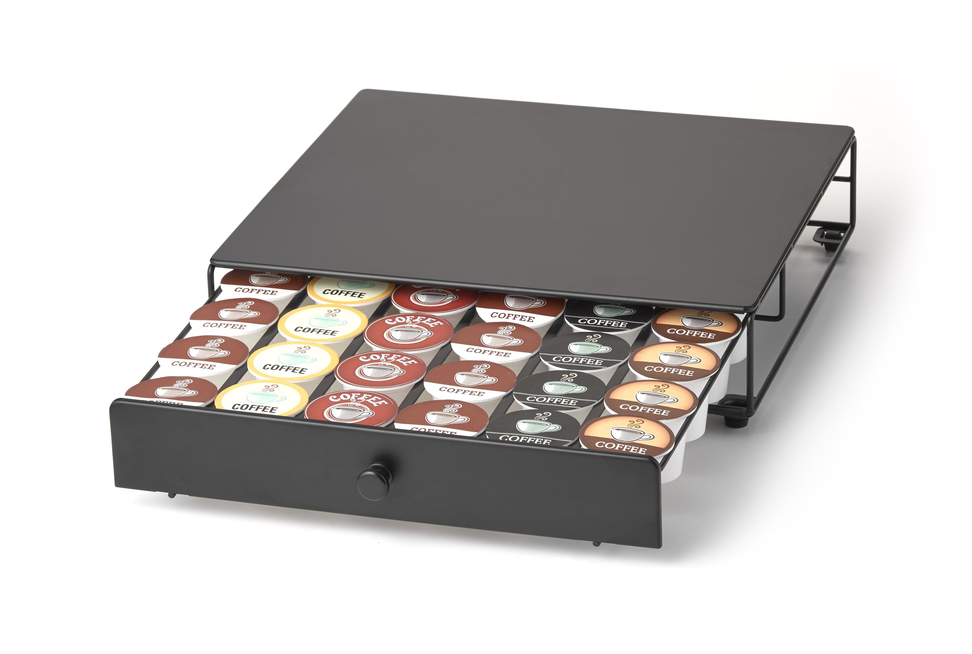 Black Rolling Coffee Pod Drawer with 36-Pod Capacity