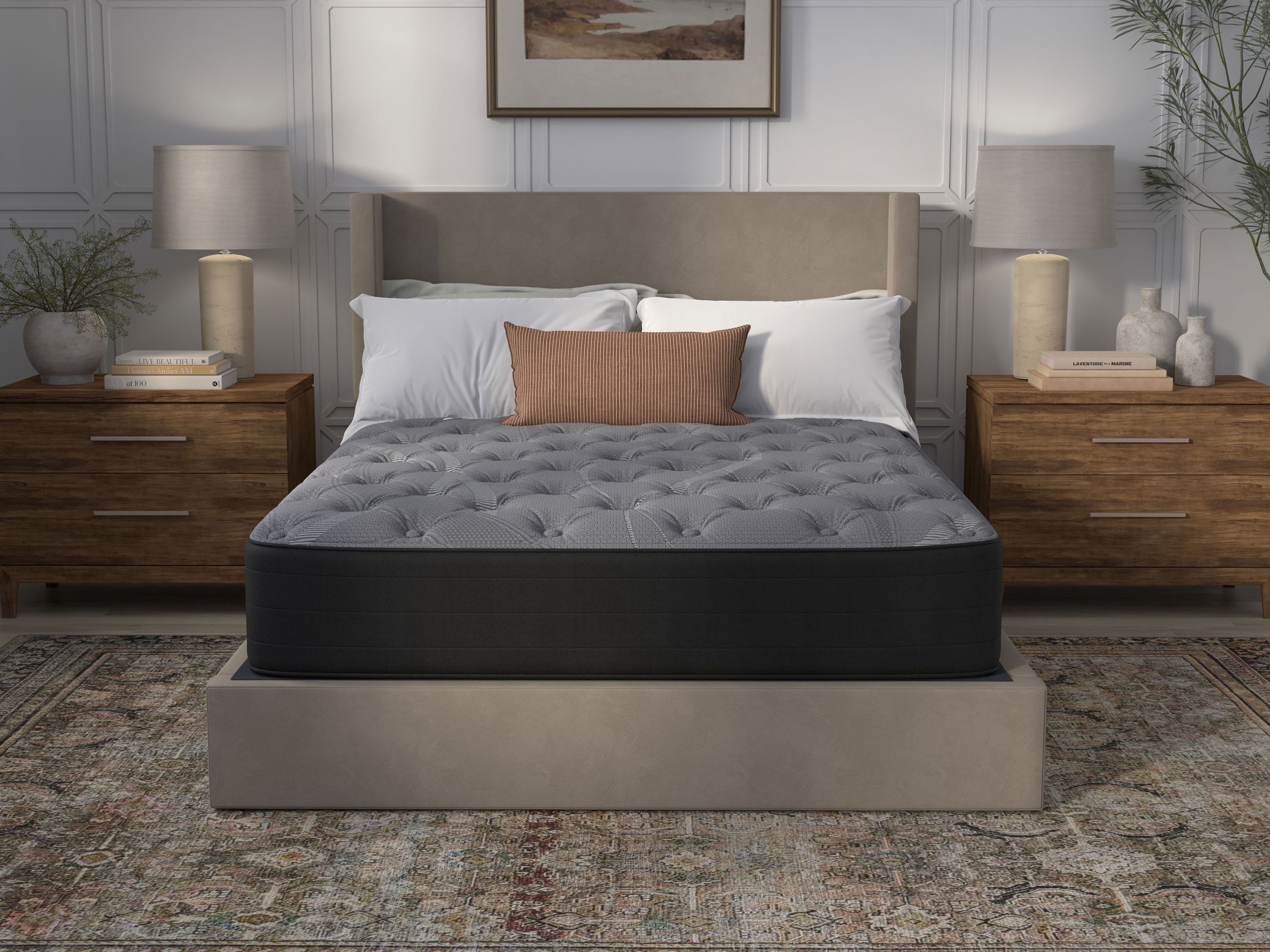 NightsBridge 12" Gray and Black Hybrid Full Mattress