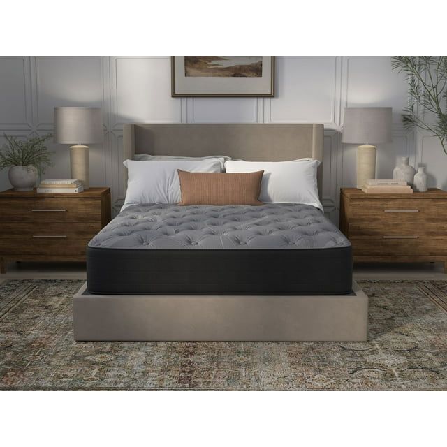NightsBridge 12" Gray and Black Pillowtop Hybrid Twin XL Mattress