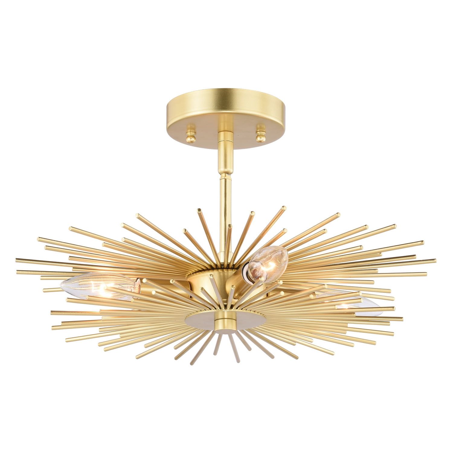 Nikko Mid-Century Modern Gold Radiance 16" Semi-Flush Mount