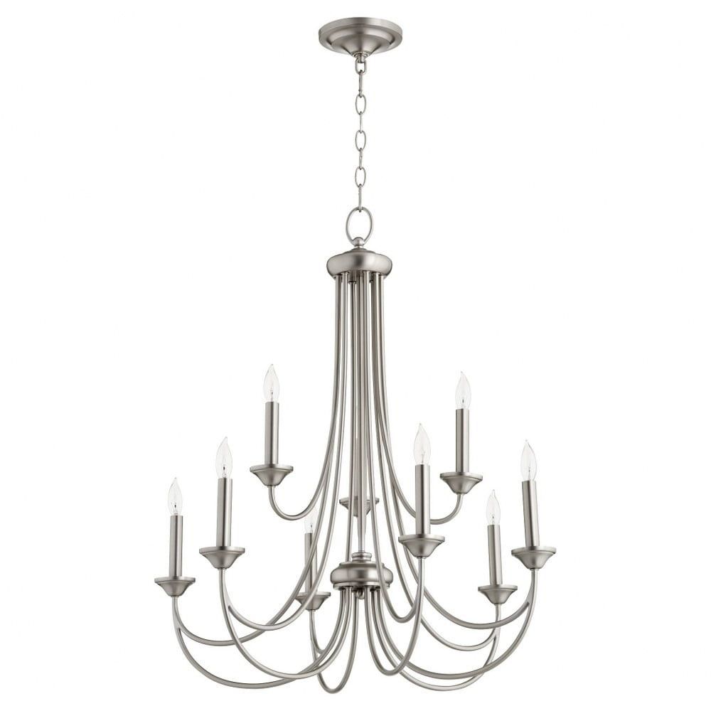 Brooks Satin Nickel 9-Light 2-Tier Candelabra Chandelier