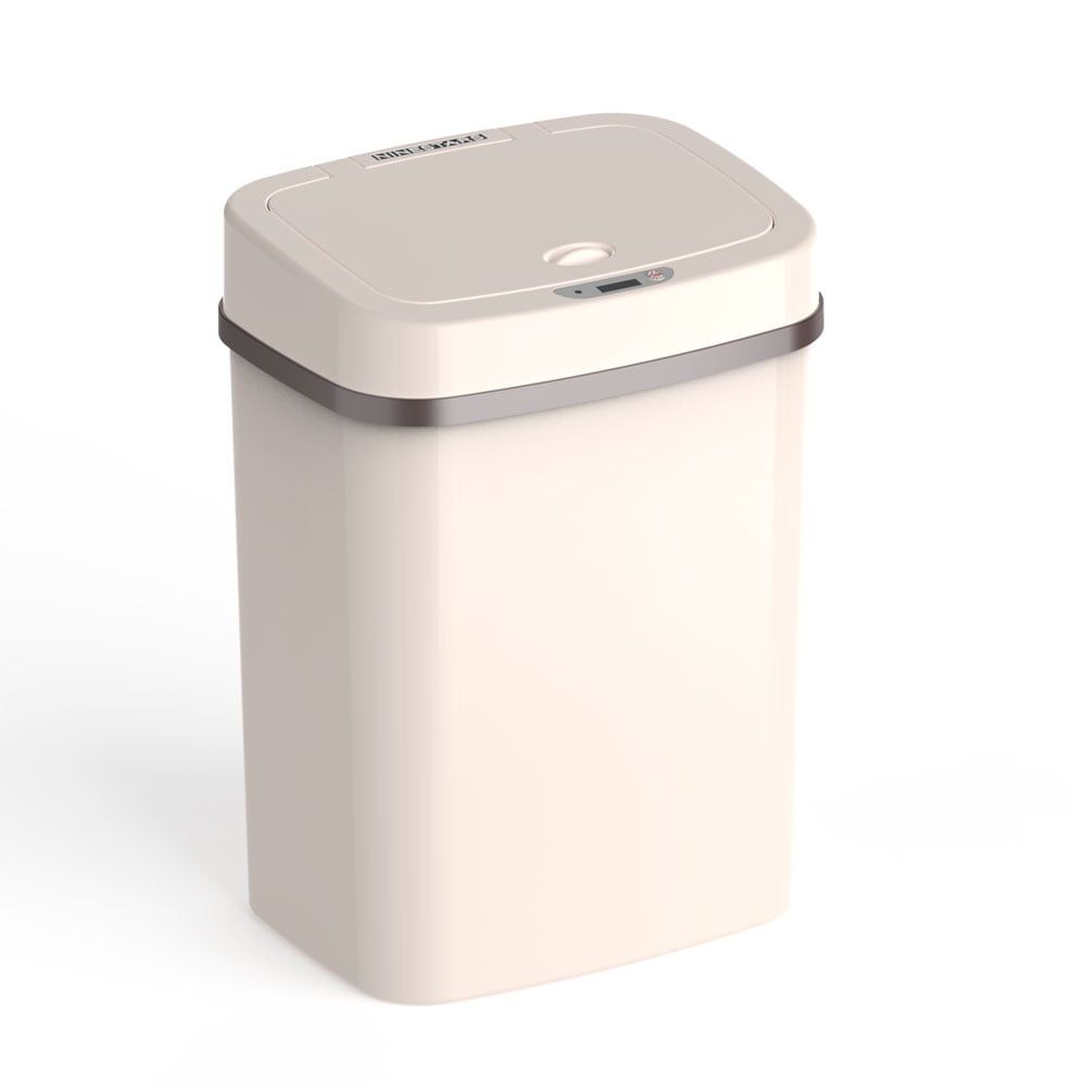 White Plastic Touchless Motion Sensor Trash Can, 3.2 Gallon