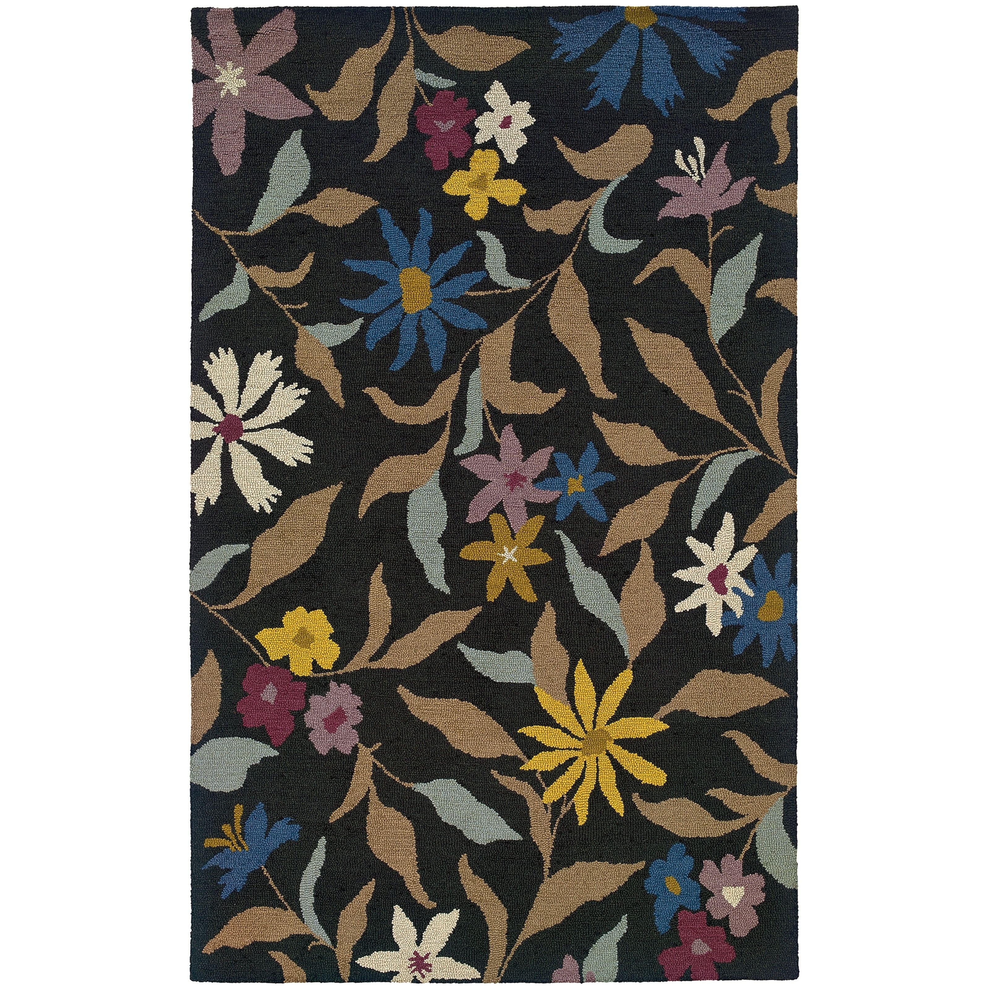 Gray Floral Handmade Wool Area Rug - 10' x 13'