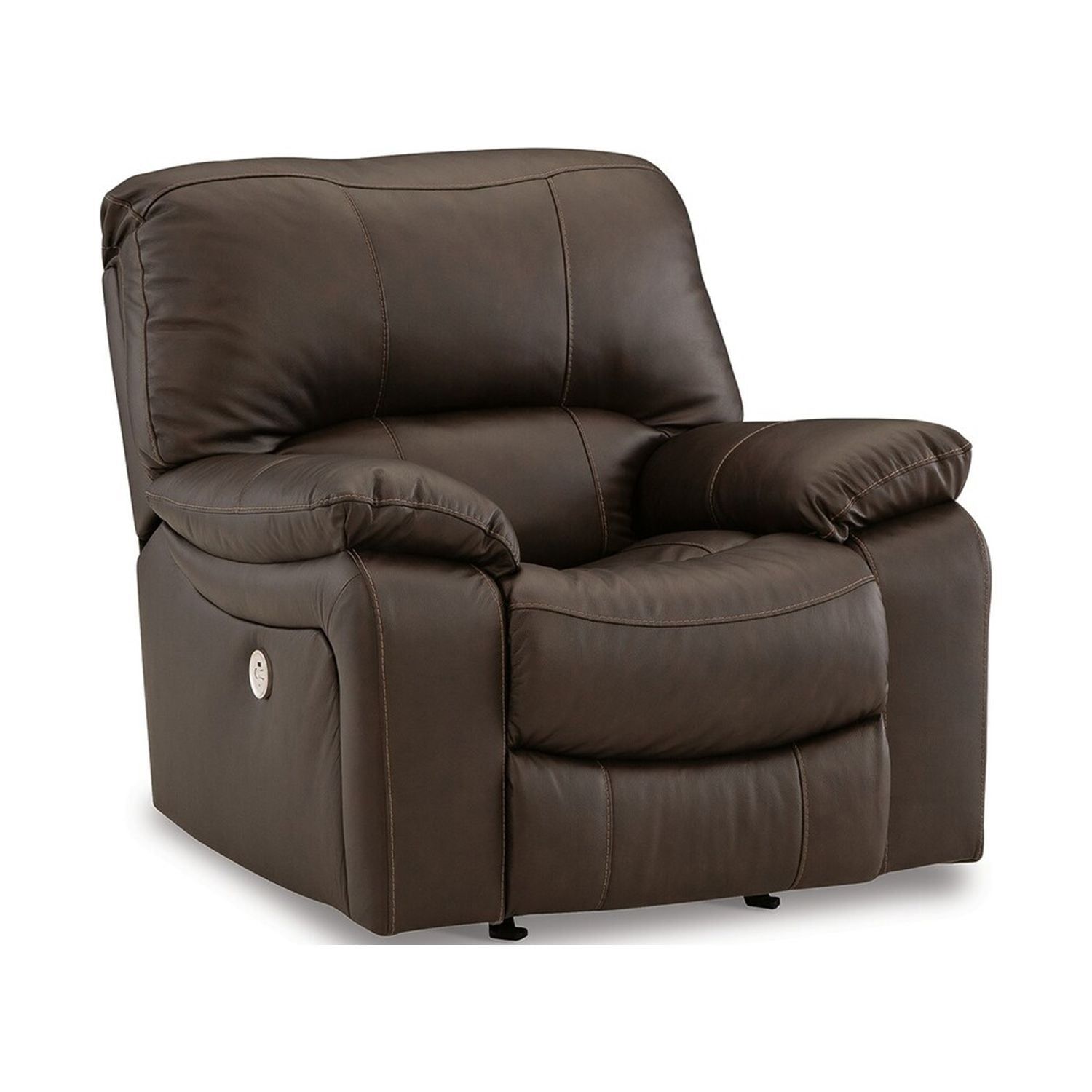 Dark Brown Leather Power Recliner with USB Port