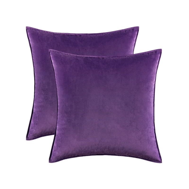 20x20 Purple Velvet Square Throw Pillow Covers, Set of 2