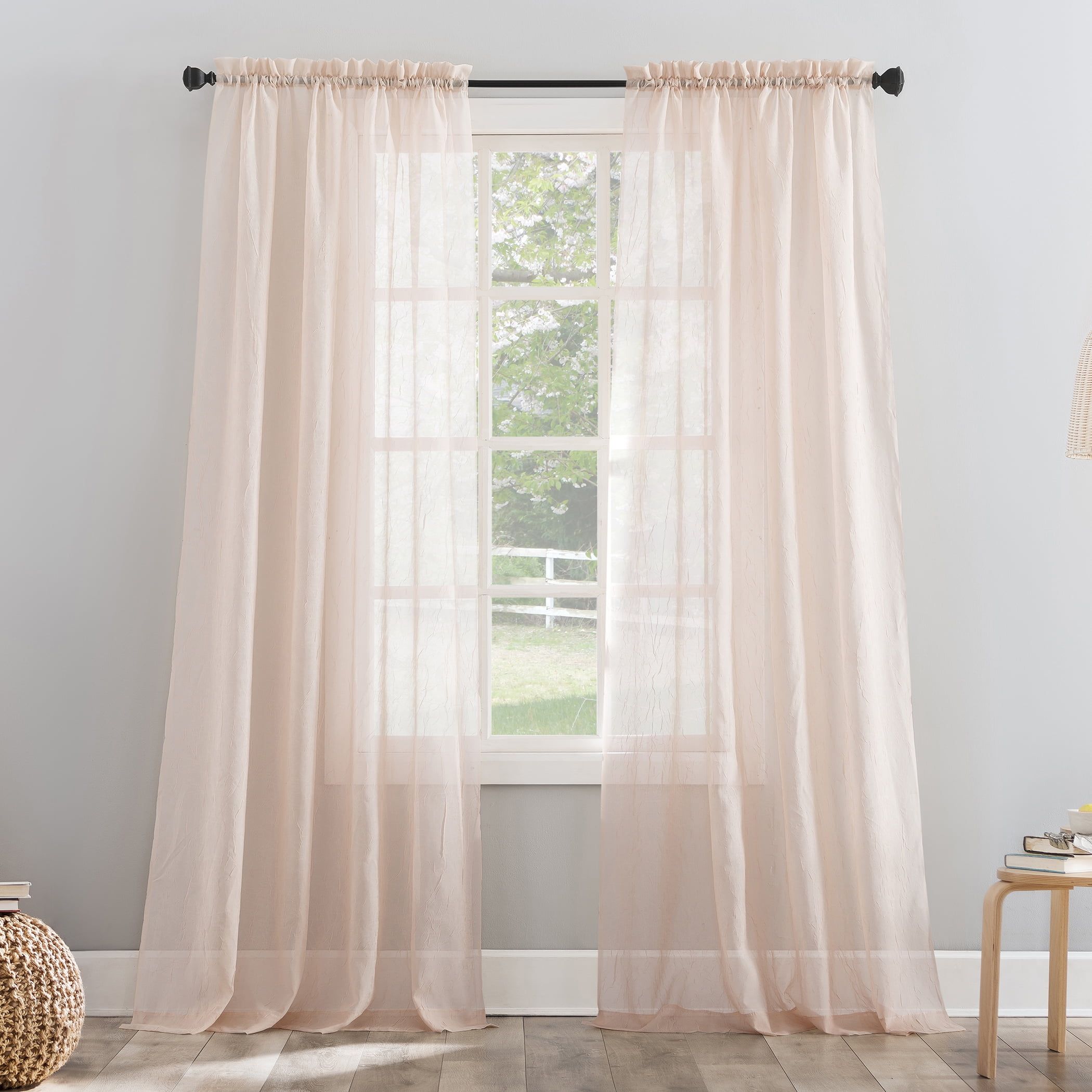 Whisper Pink Sheer Voile Rod Pocket Curtain Panel, 51" x 84"