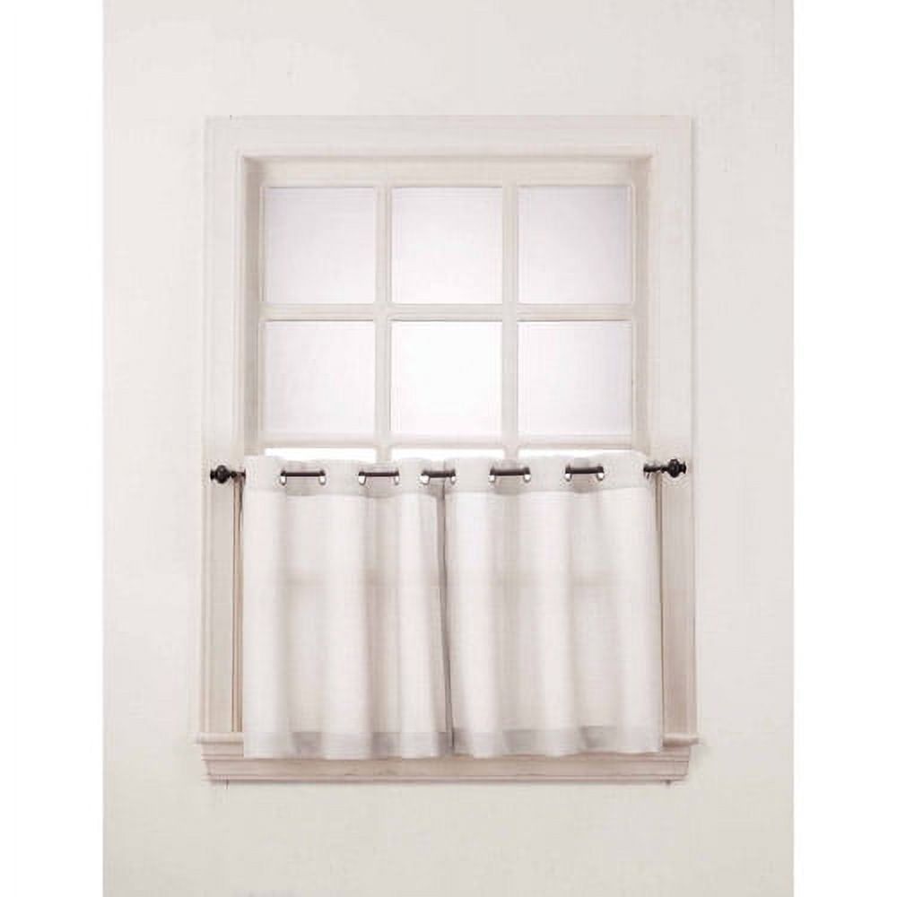 White Semi-Sheer Polyester Kitchen Tier Curtains, 56" x 24"