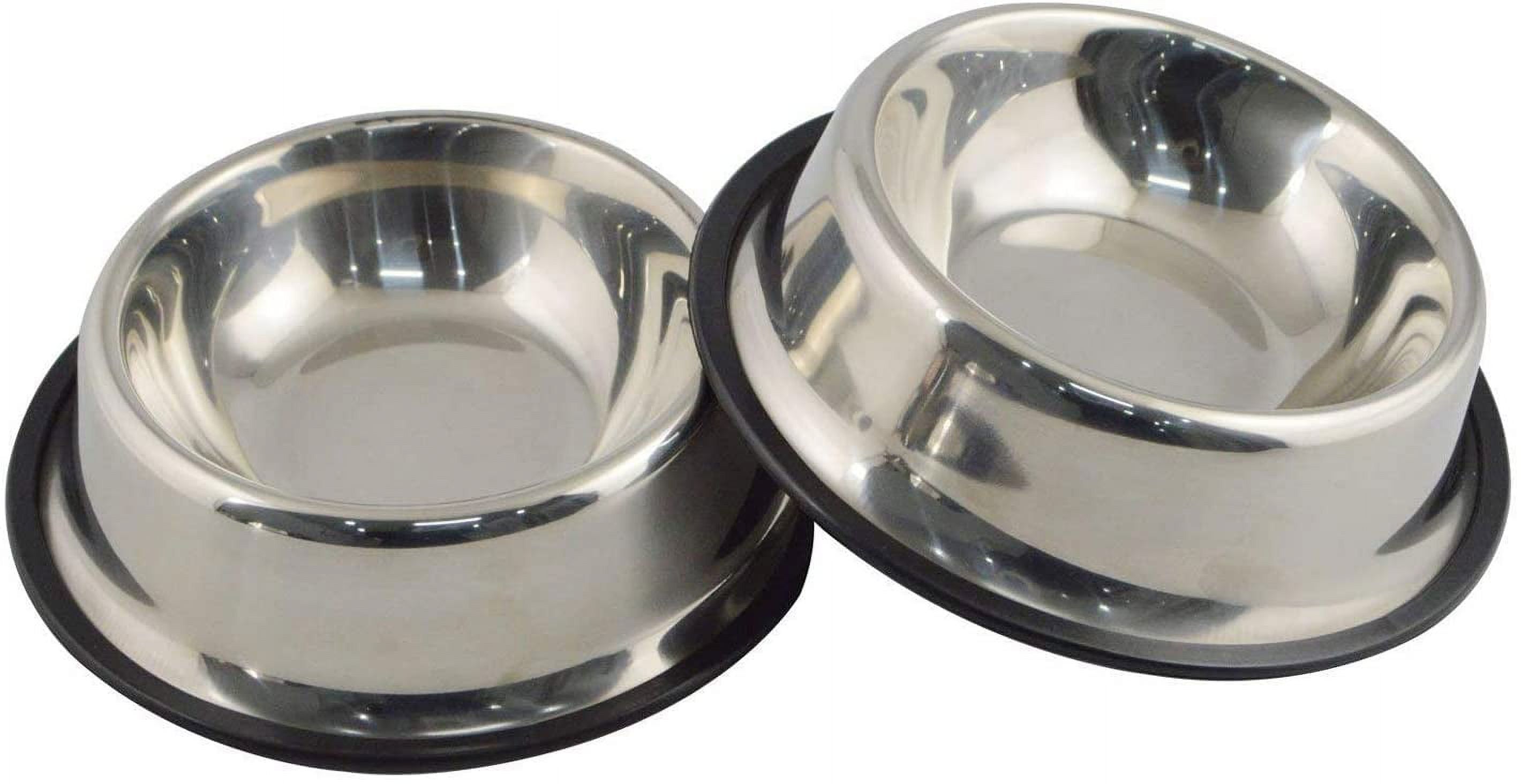 Stainless Steel Non-Slip Pet Bowls with Rubber Base, Set of 2