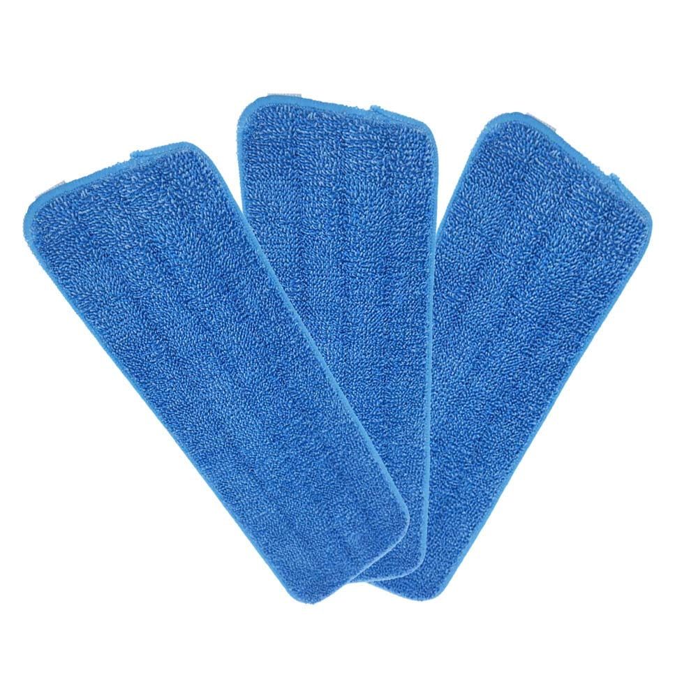 Blue Microfiber Wet/Dry Spray Mop Replacement Heads, 16.5 x 5.25 inches, Set of 3