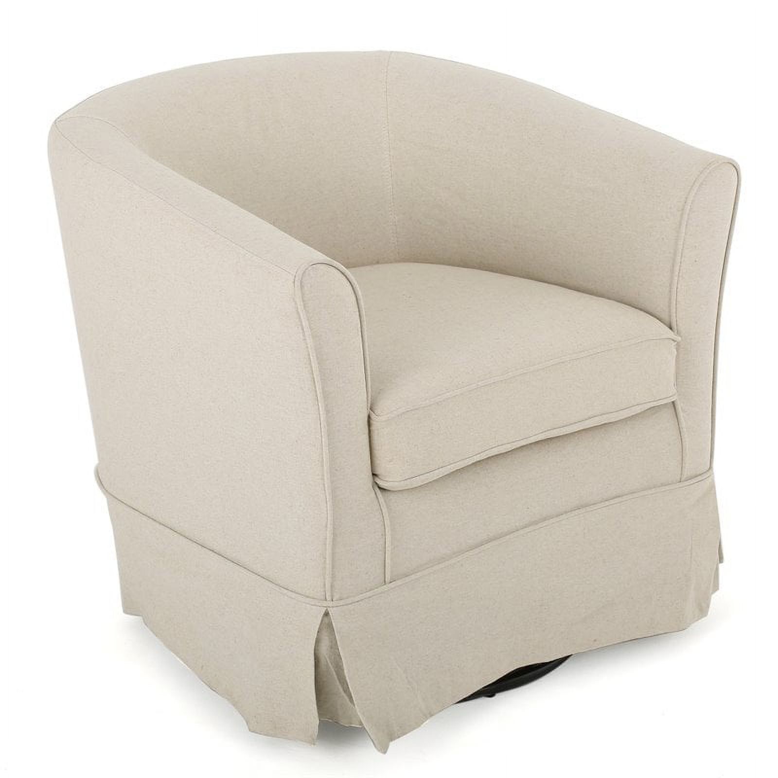 Beige Fabric Swivel Accent Chair with Flared Arms