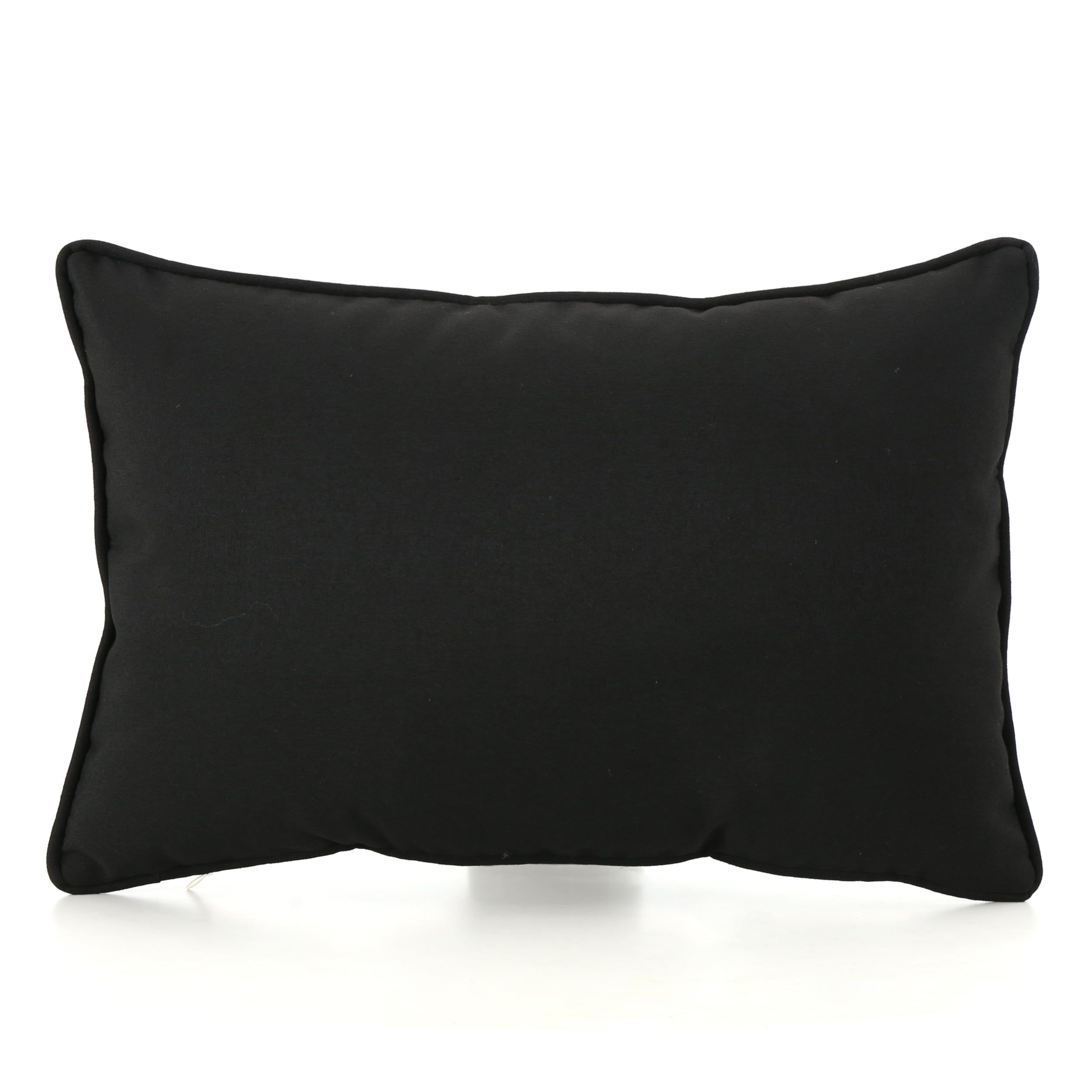 Modern Black Polyester 18.5" Lumbar Outdoor Pillow