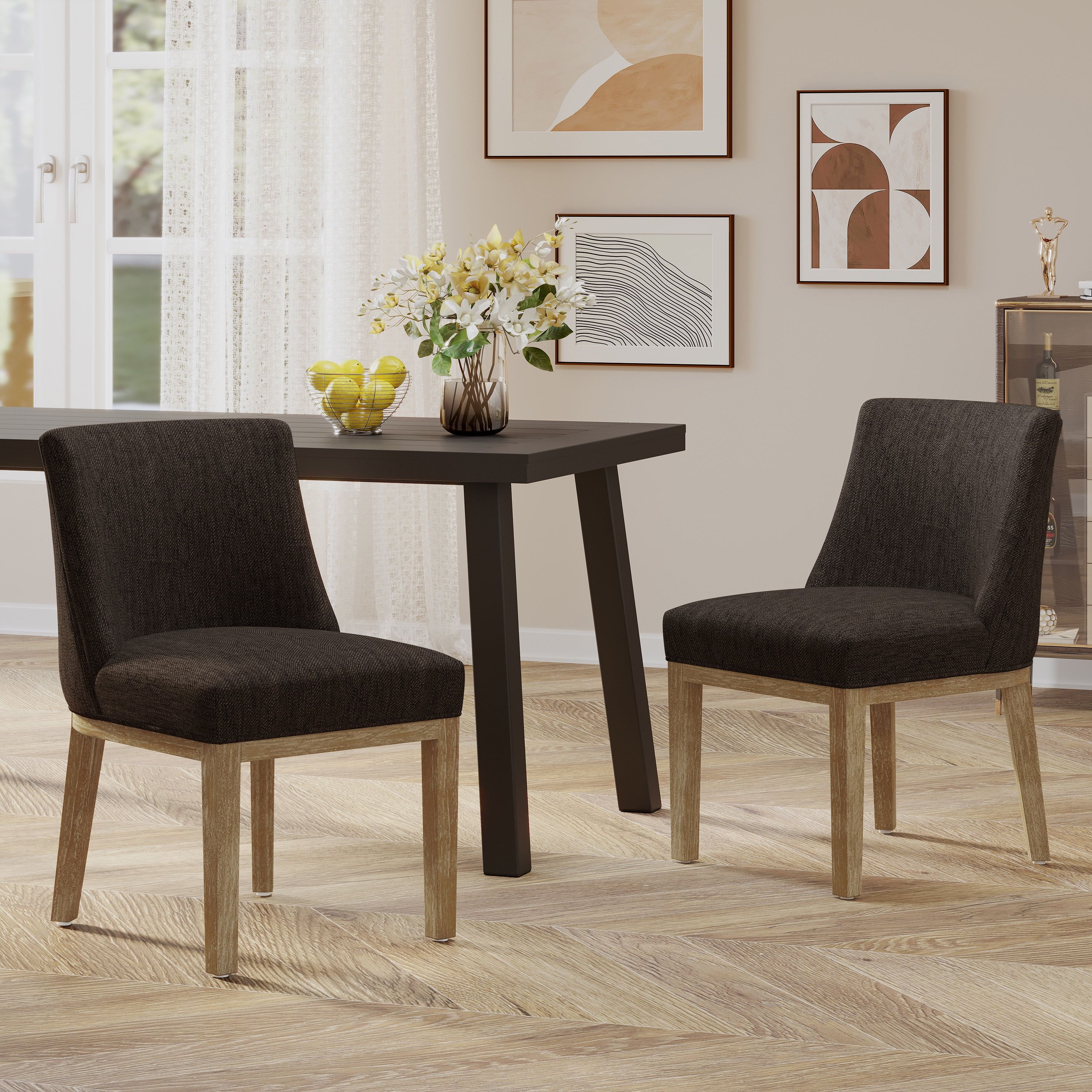 Elmore Weathered Natural Wood Parsons Dining Chairs, Set of 2