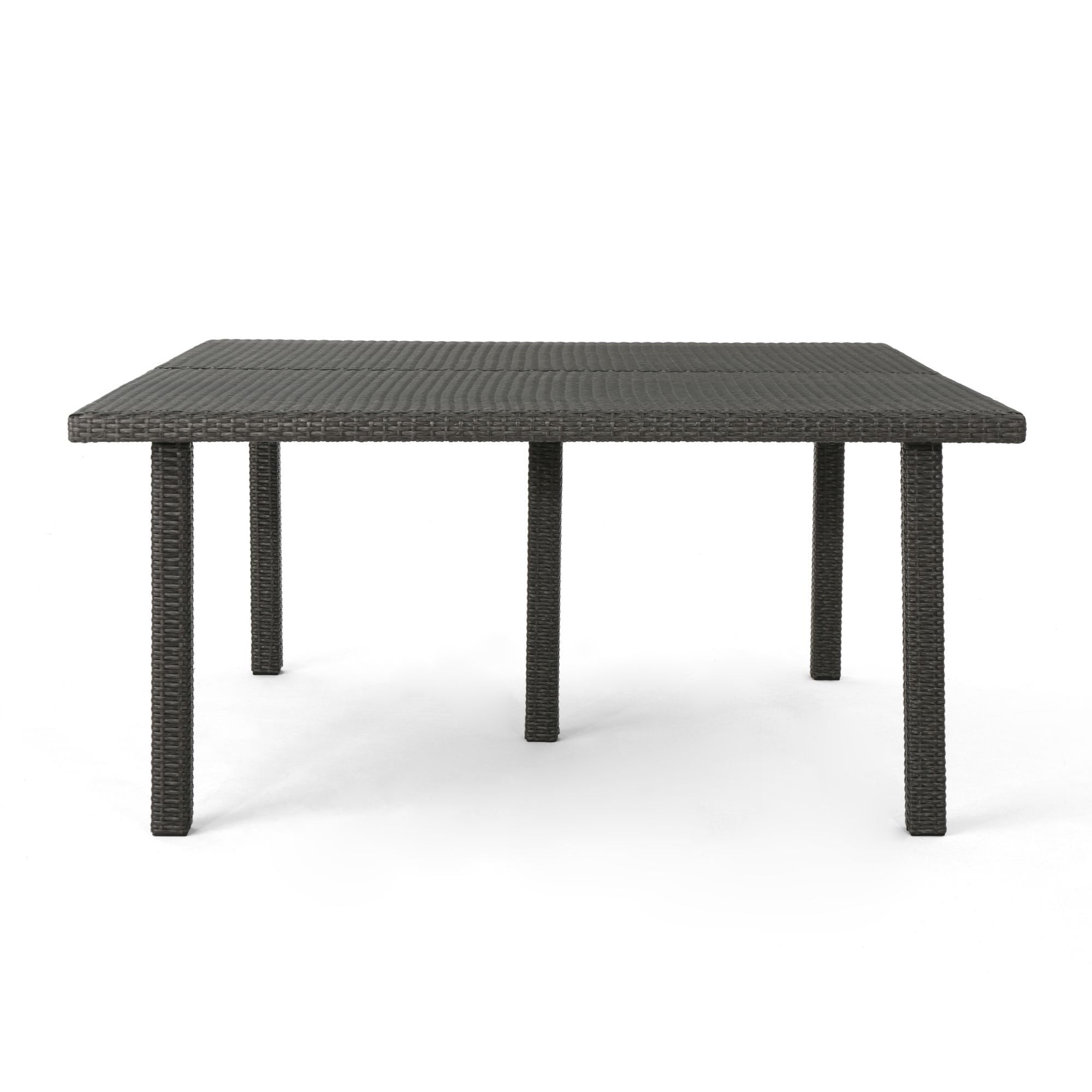 Gray Wicker and Iron Square Outdoor Dining Table