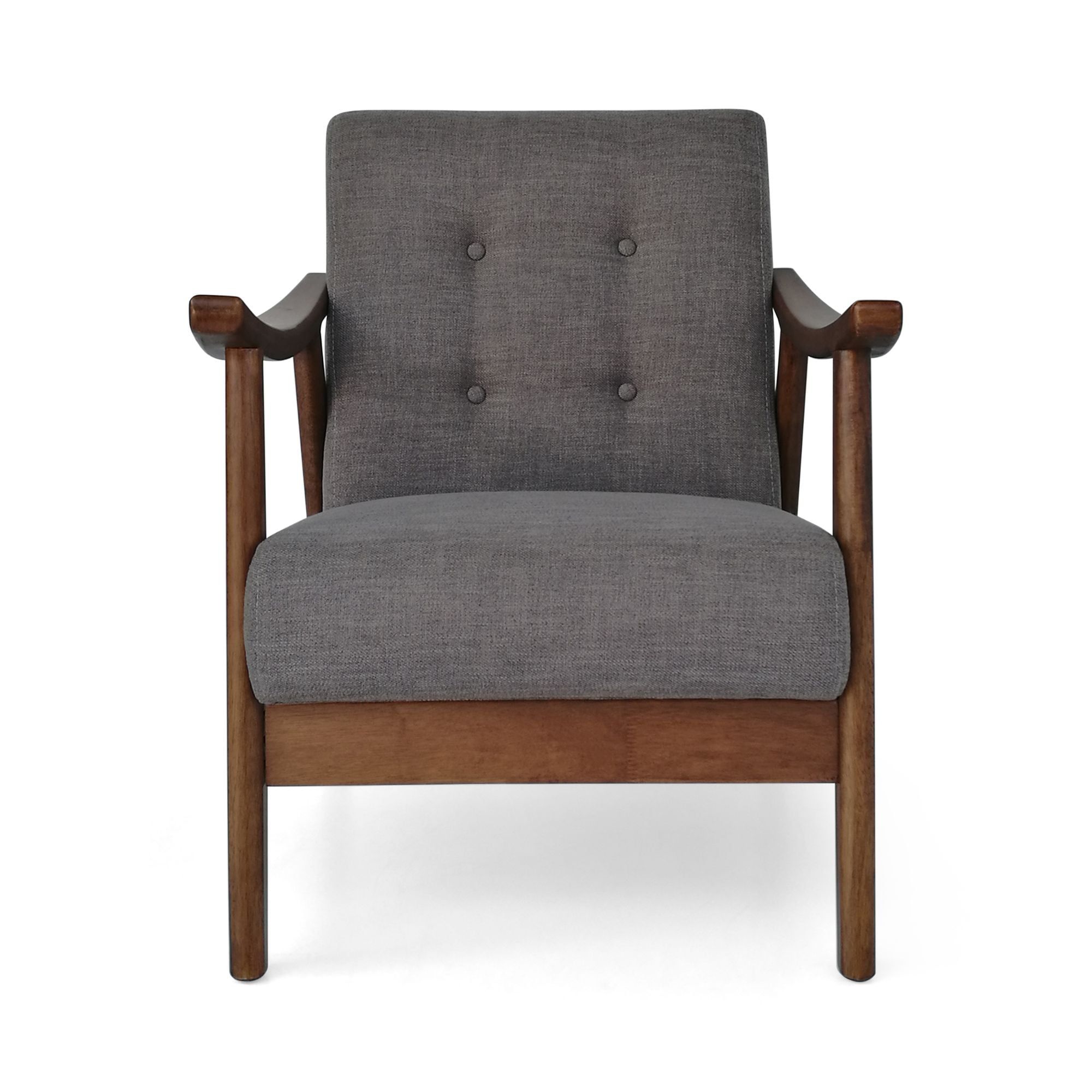 Handcrafted Dark Grey Wood Square Arm Accent Chair