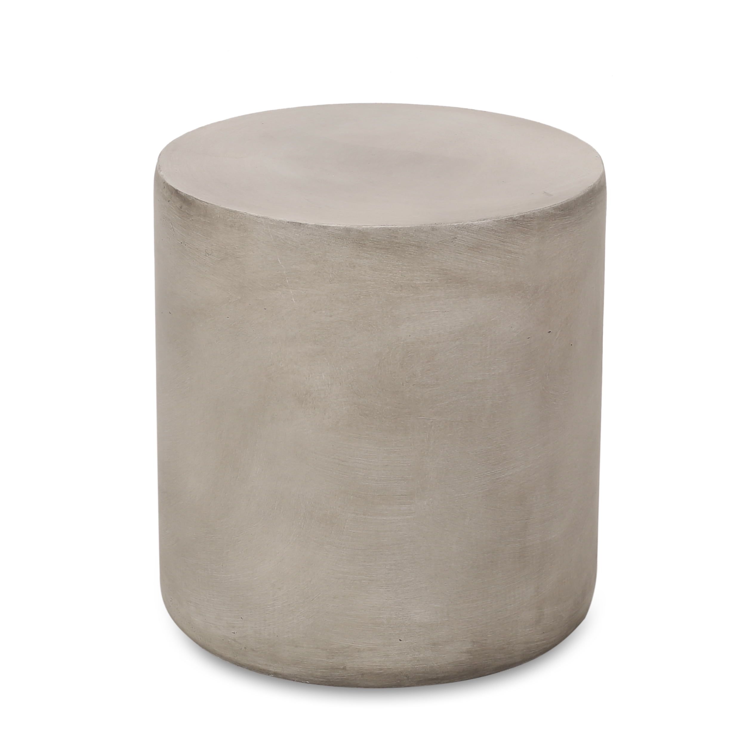 Light Gray Round Concrete Outdoor Accent Table