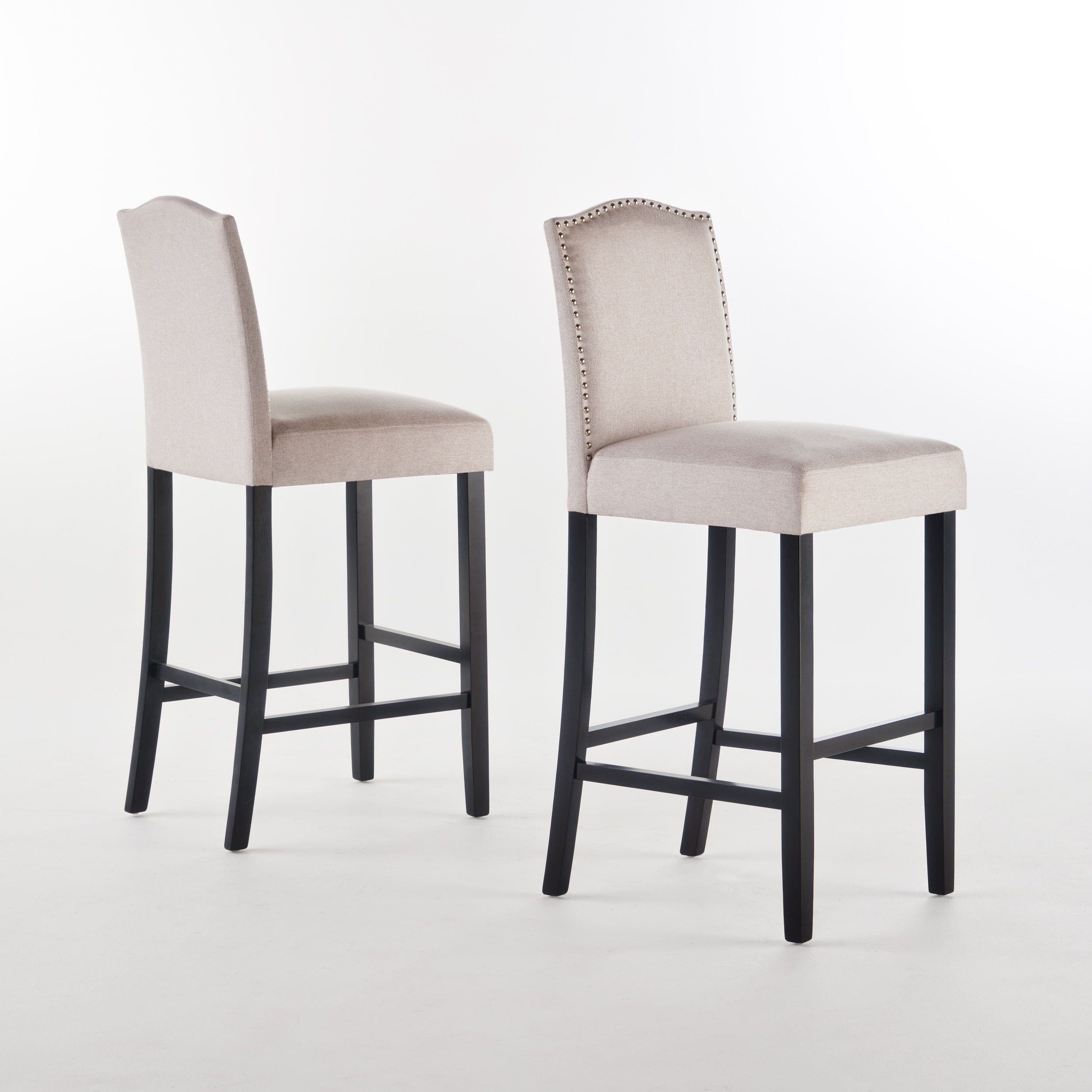 Darren 45 in. White Wood and Fabric Bar Stools, Set of 2