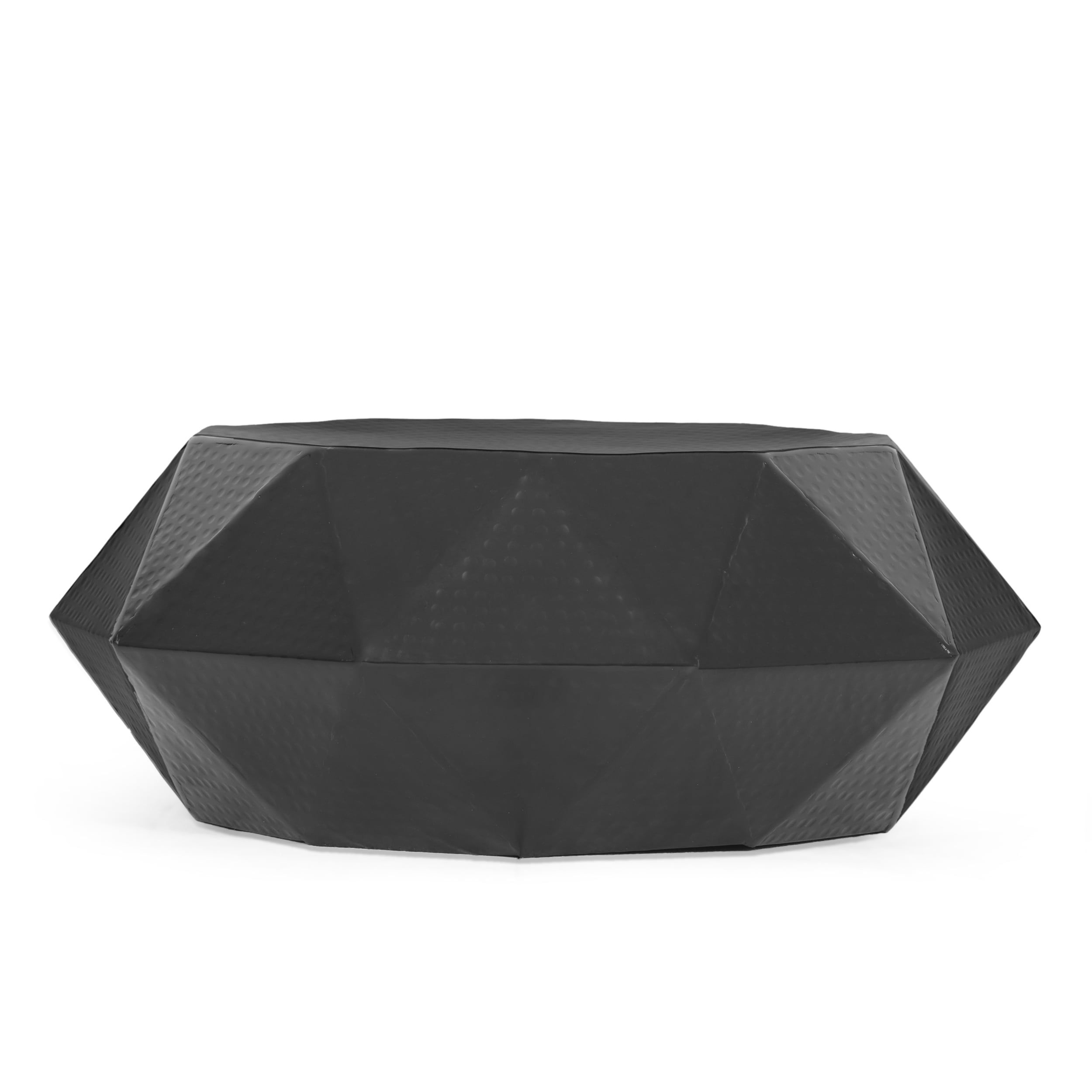 Black Geometric Hammered Aluminum Polygon Coffee Table