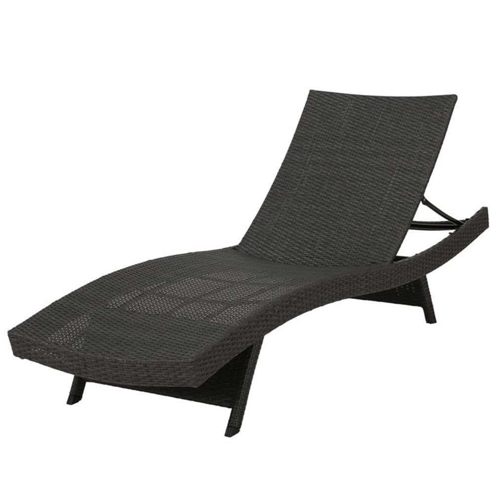 Gray Wicker Adjustable Outdoor Chaise Lounge Chair