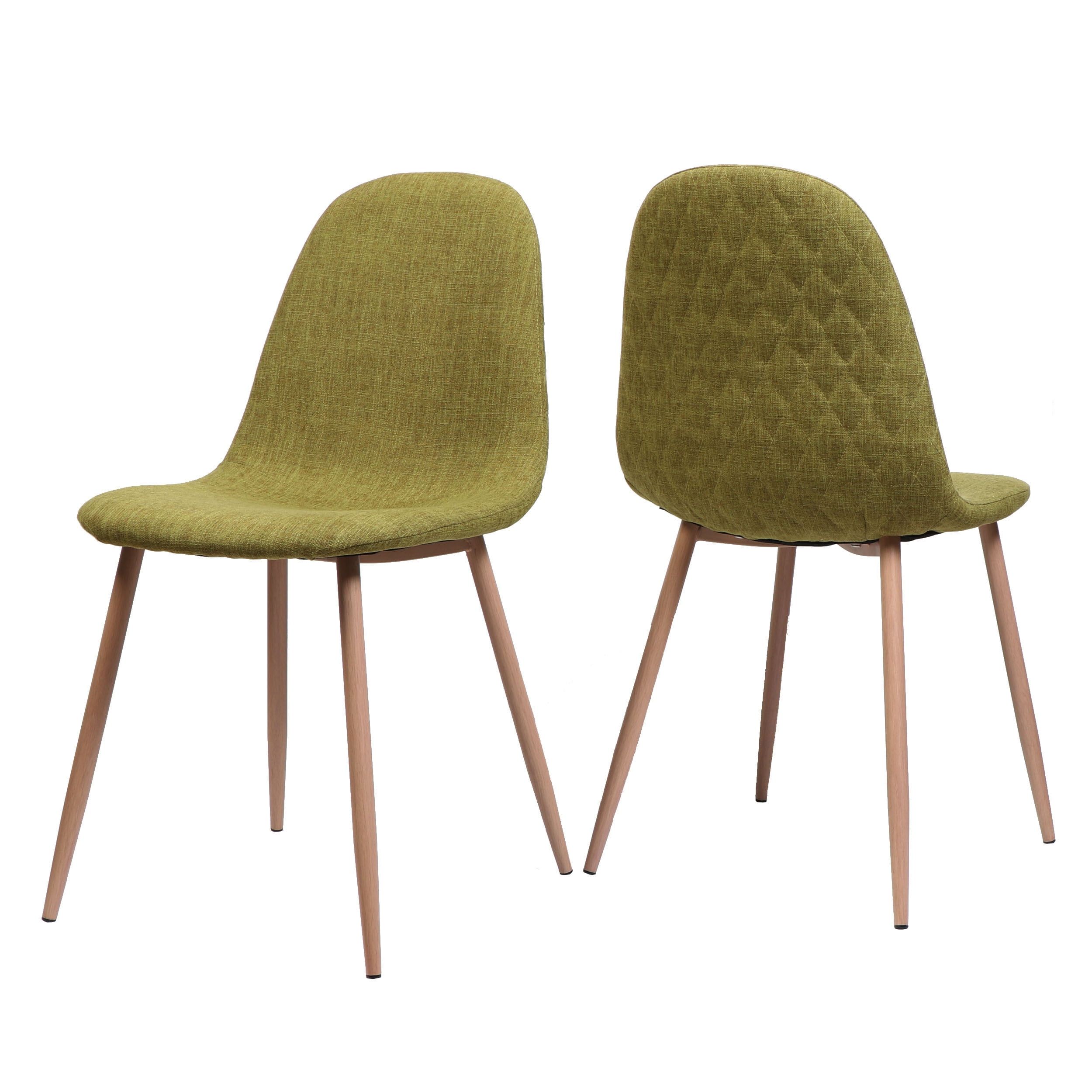 Green Upholstered Iron-Leg Mid Century Side Chair