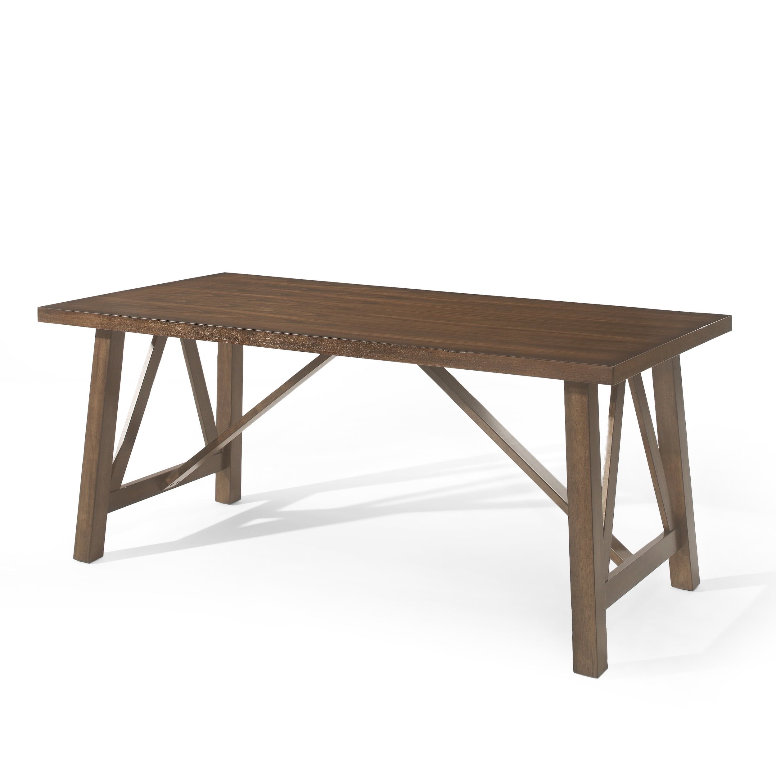 Antique Brown Farmhouse Wood Trestle Dining Table, 71"