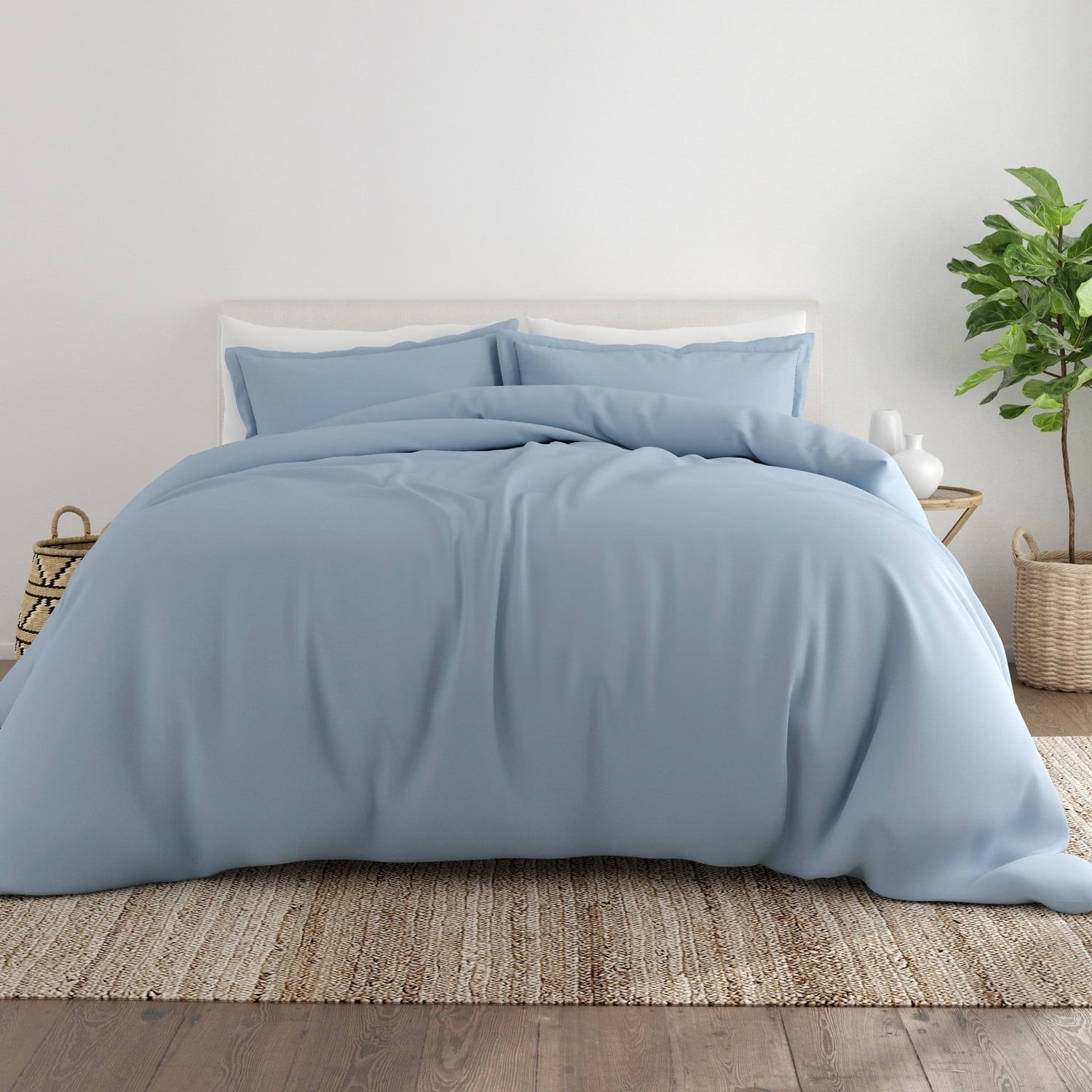 Light Blue Microfiber Twin/Twin XL Duvet Cover Set