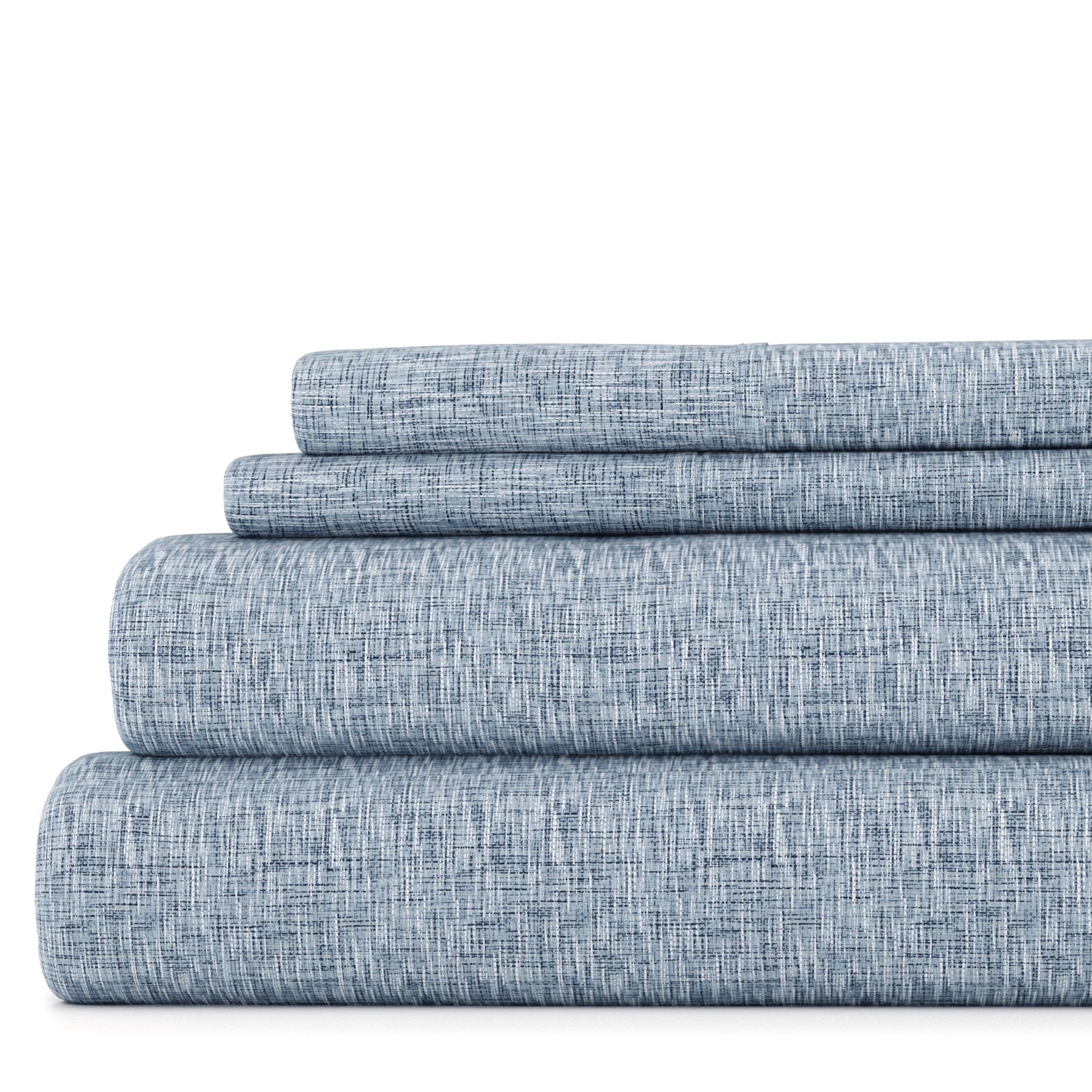 Light Blue Chambray Style Twin Microfiber Sheet Set