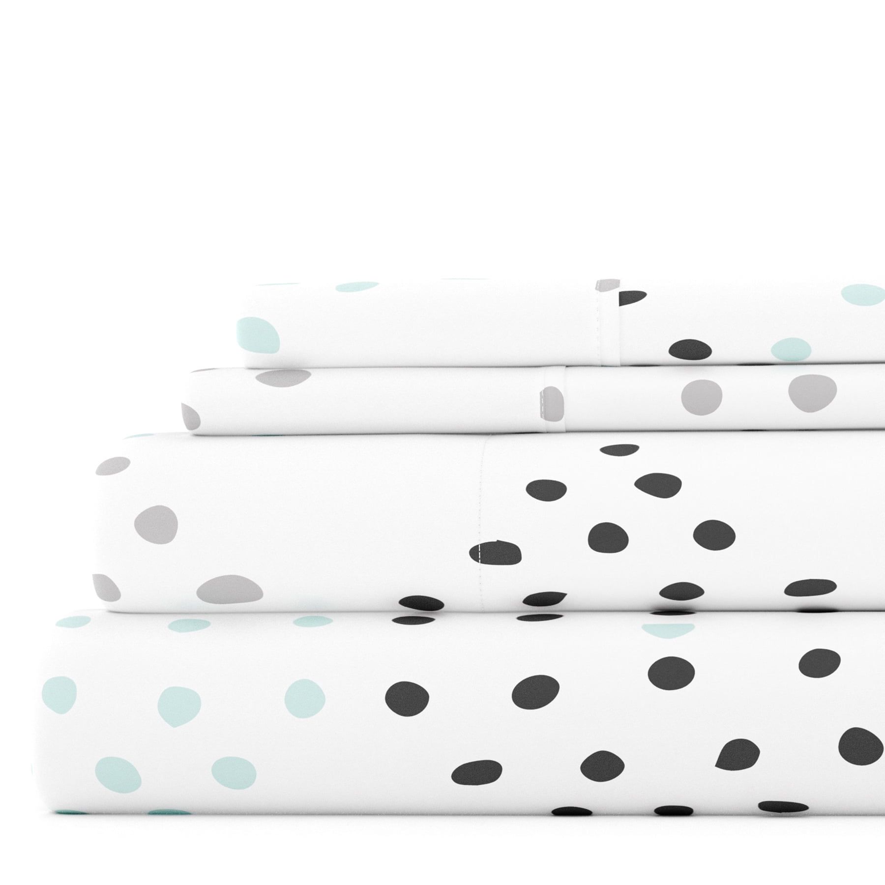 California King Light Gray Polka Dot Microfiber Sheet Set