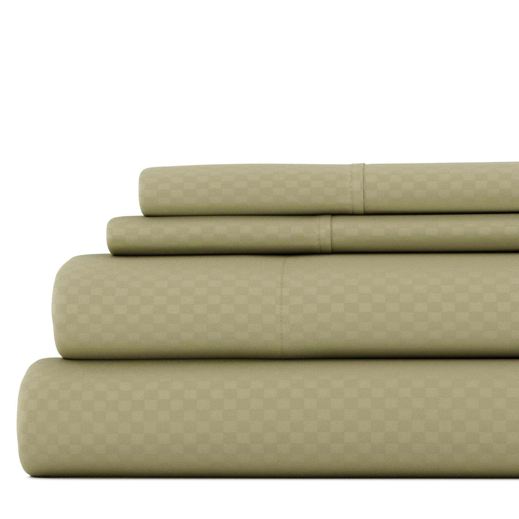 Sage Green Checkered Twin Microfiber Sheet Set