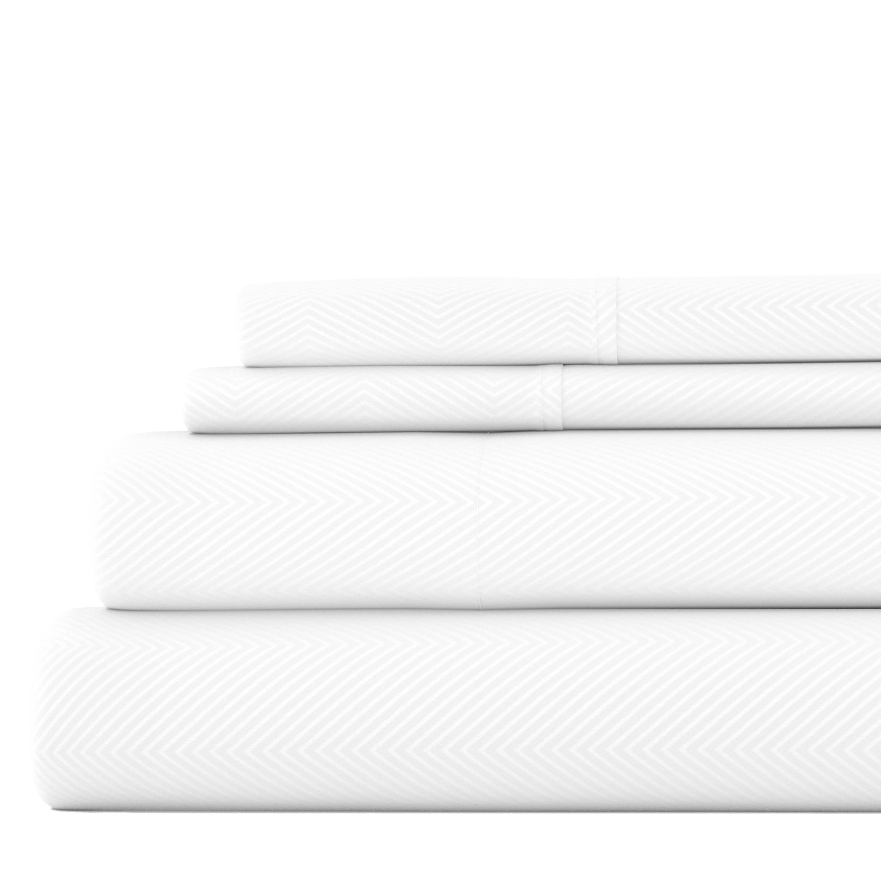 Twin White Chevron Microfiber Sheet Set