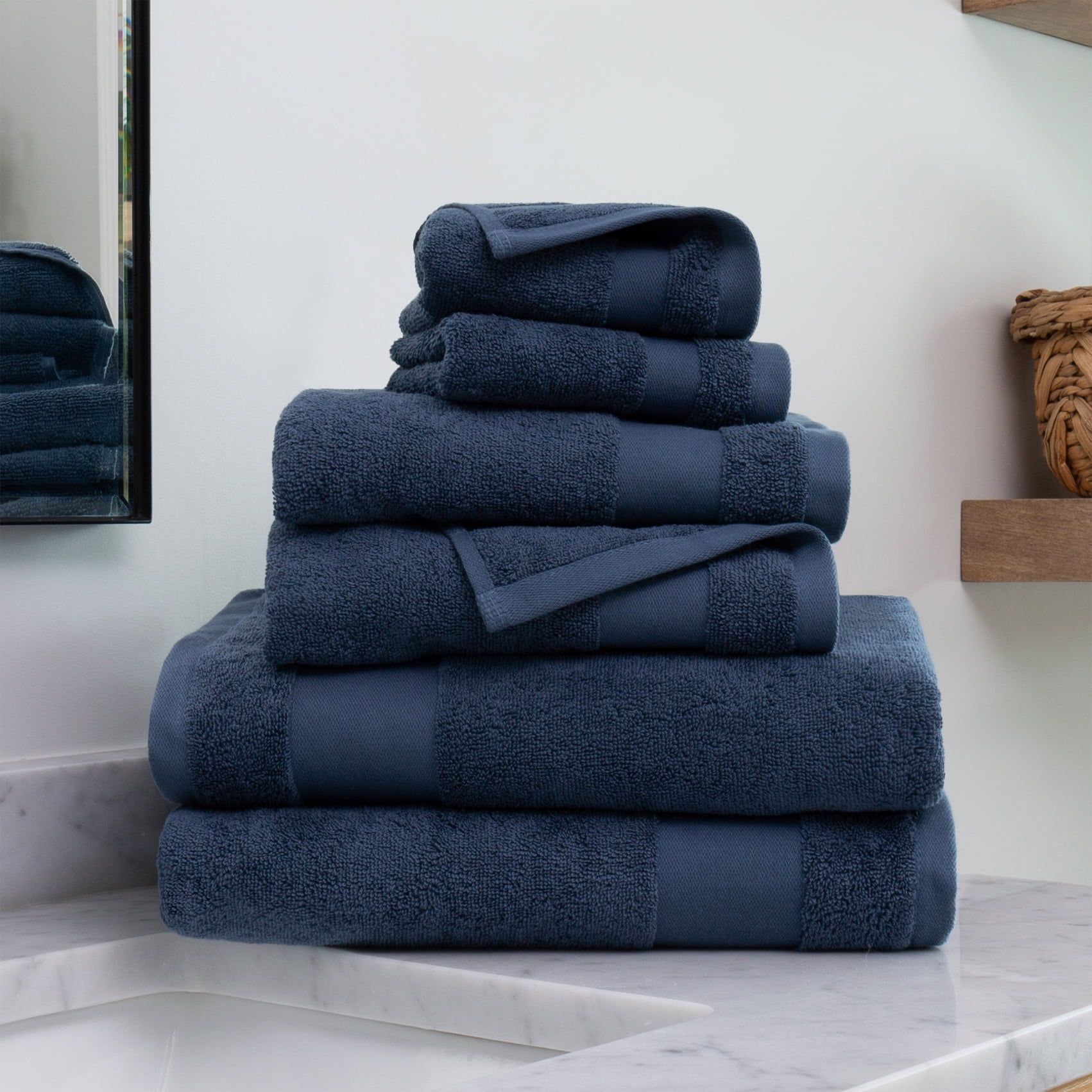 Navy Blue Ultra Soft Cotton 6-Piece Bath Towel Set