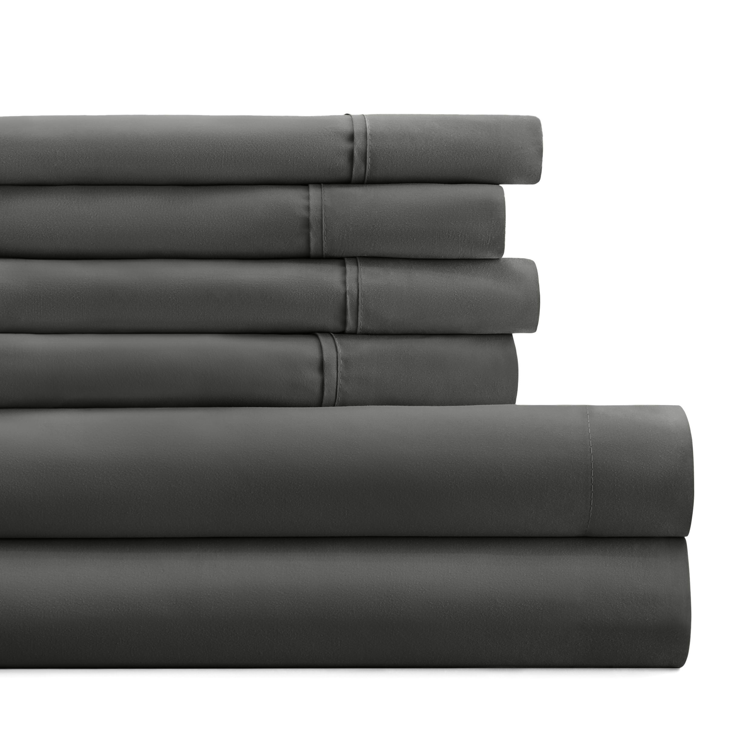 Gray Full Size Ultra Soft Microfiber 6-Piece Bed Sheet Set