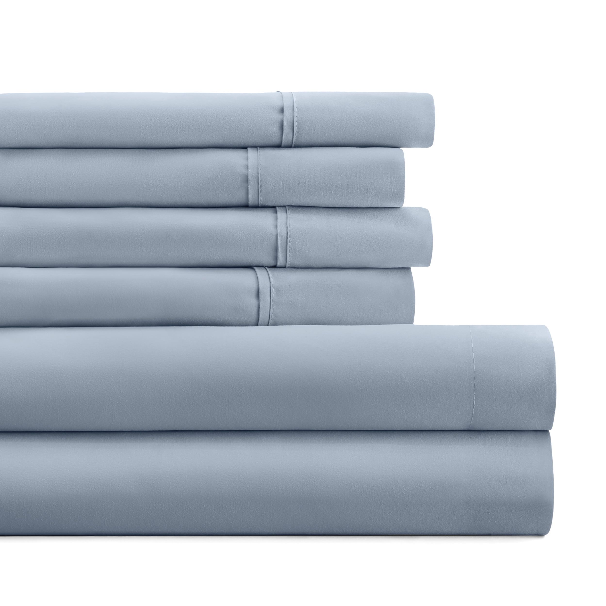 Luxury Ultra Soft Light Blue Microfiber Queen Sheet Set