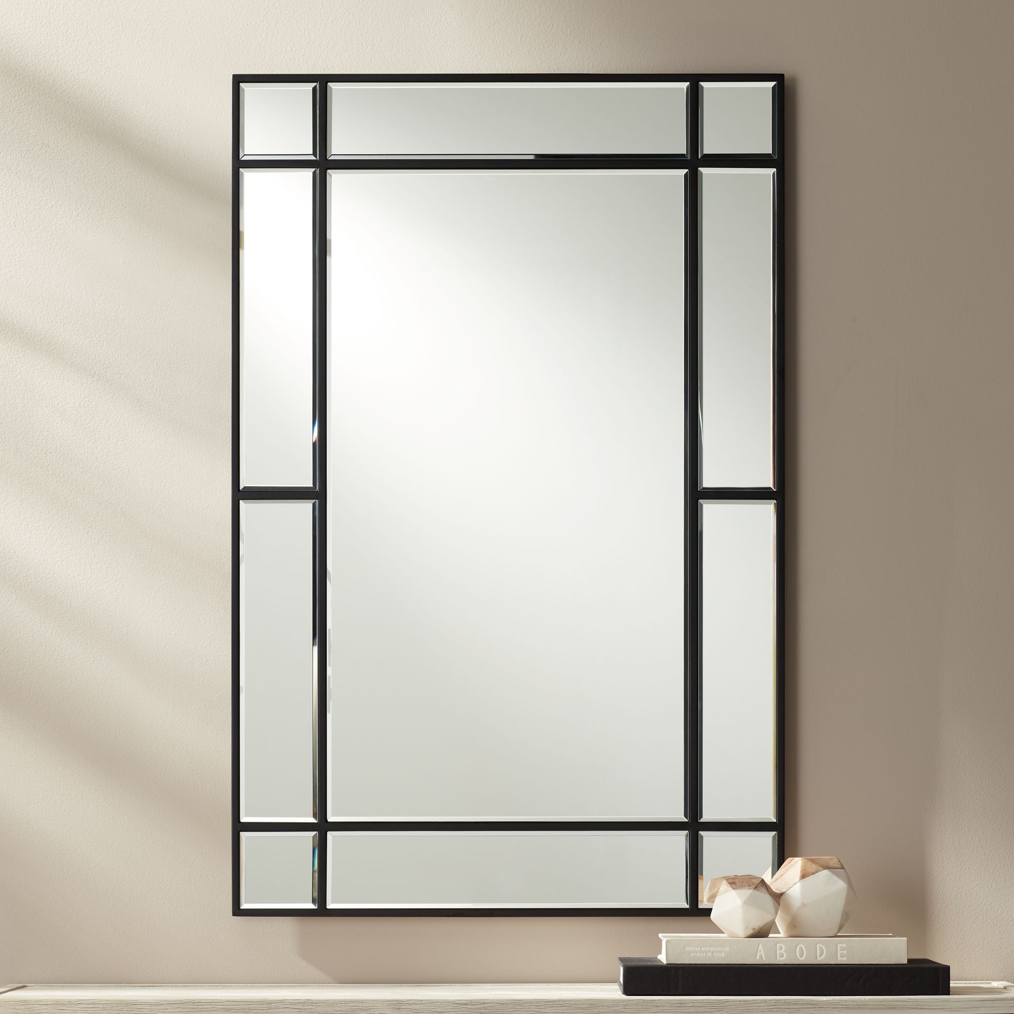 Barrett 46" Rectangular Black Wood Vanity Mirror