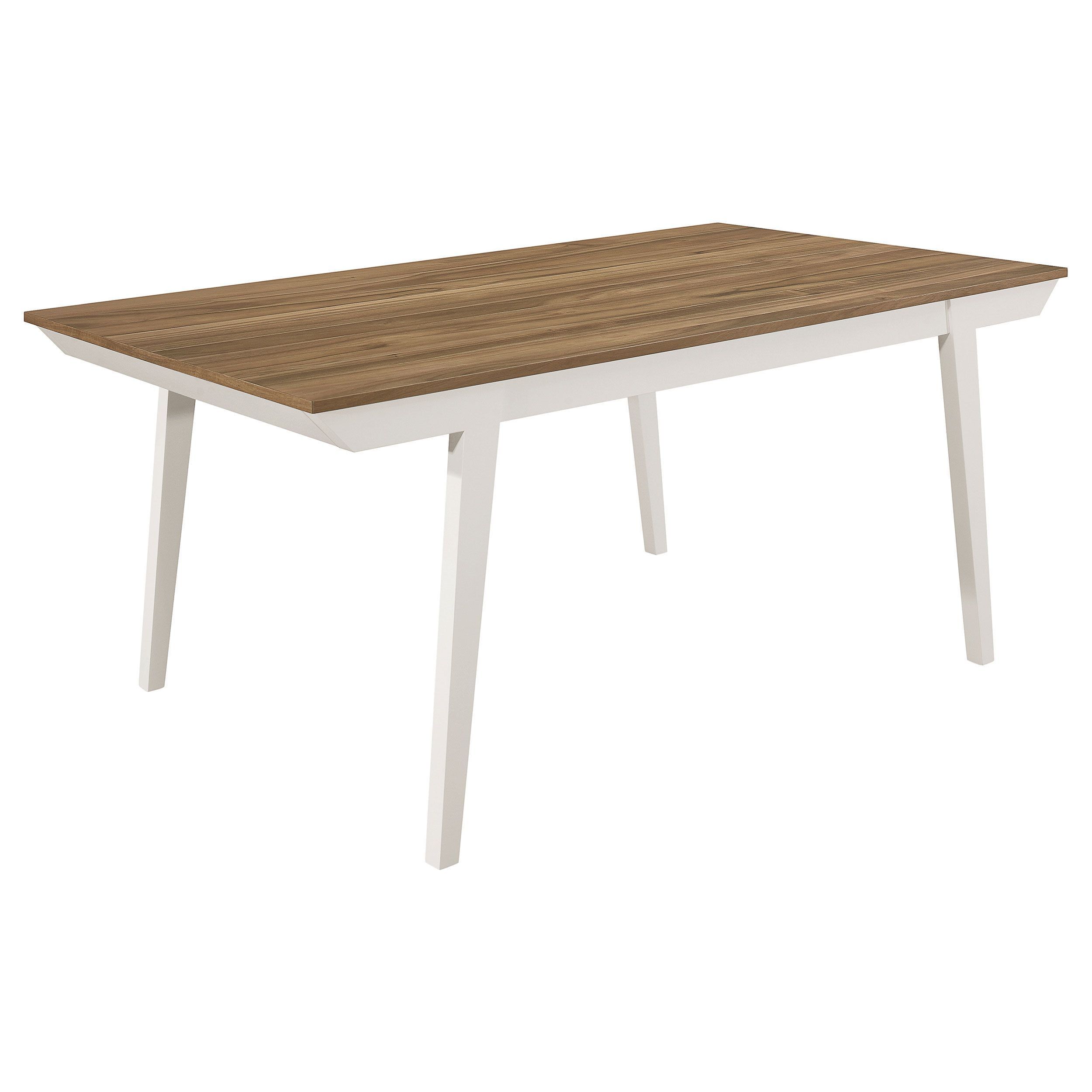 Rectangular Brown and White Acacia Wood Dining Table