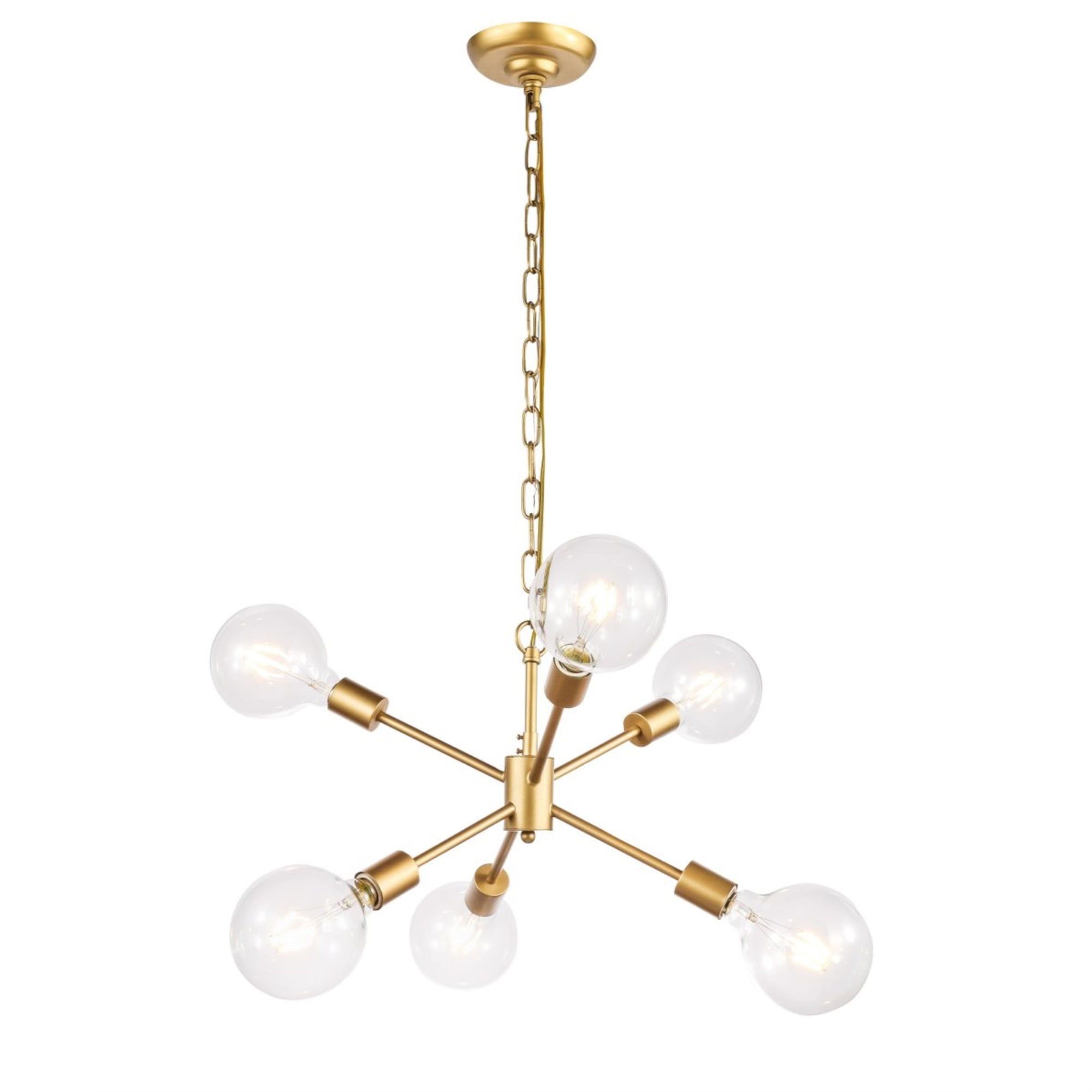 Nolan Matte Black and Brass 6-Light Adjustable Ceiling Pendant