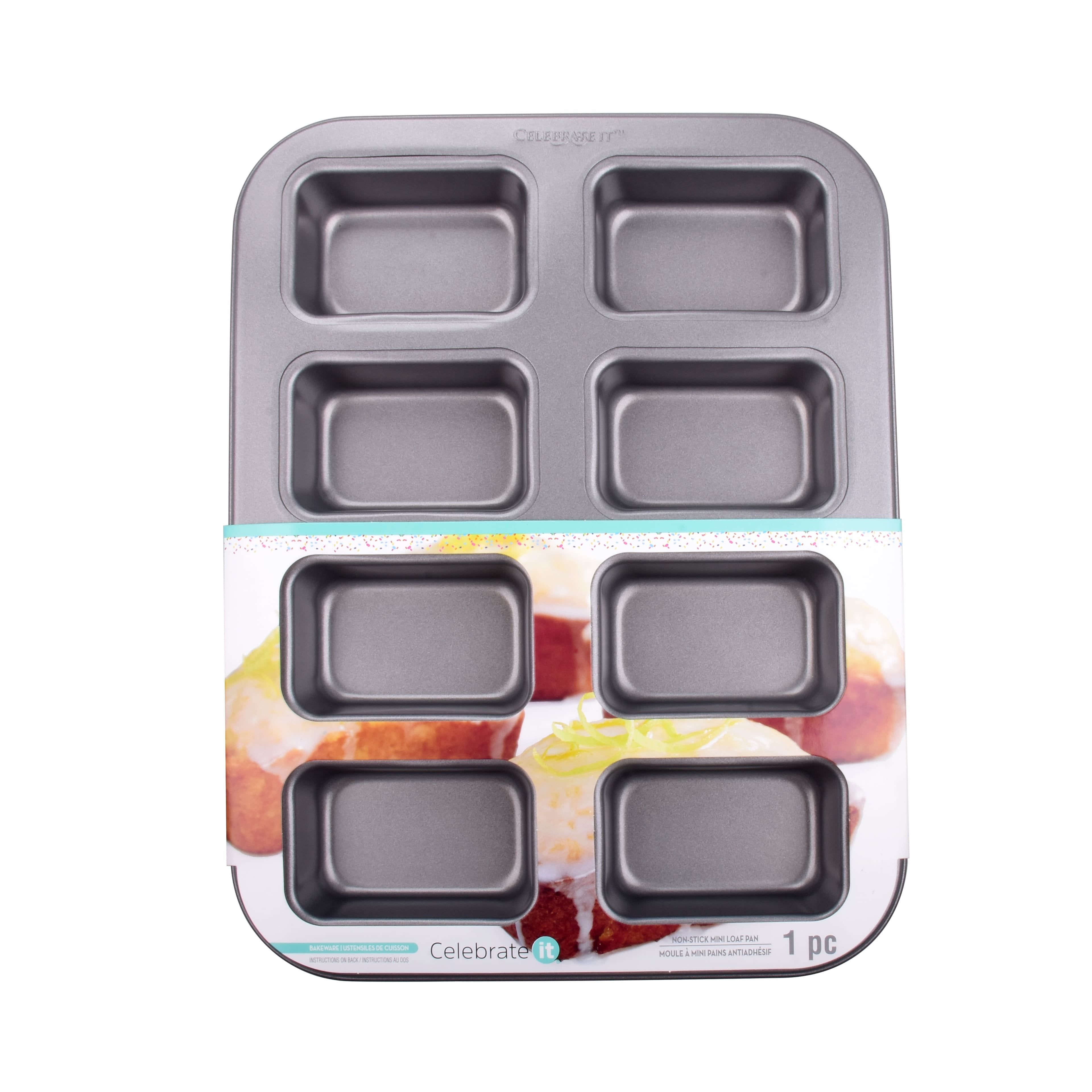 Gray Non-Stick Steel 8-Cavity Mini Loaf Pan