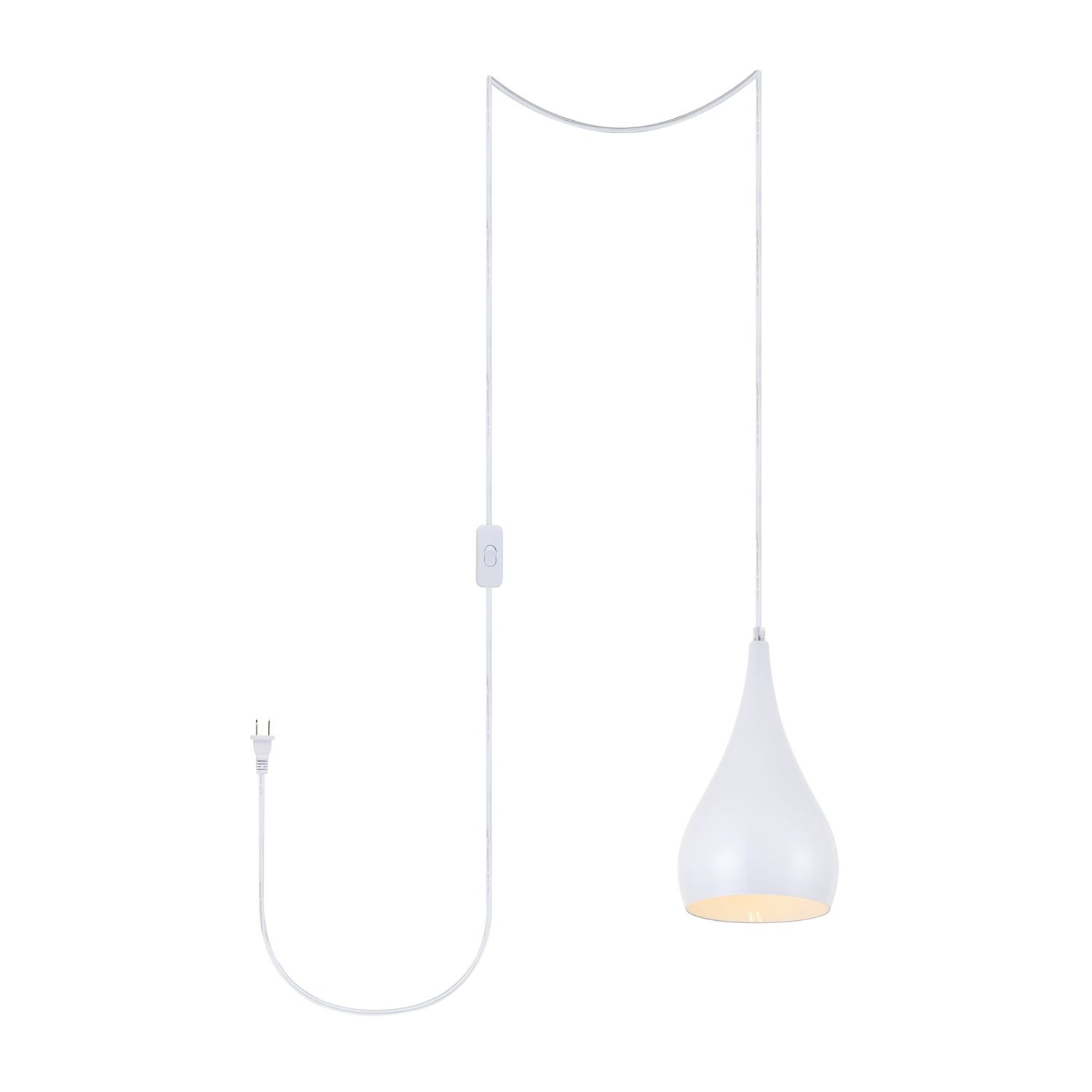 Nora White Aluminum Teardrop Pendant Light, Adjustable Height