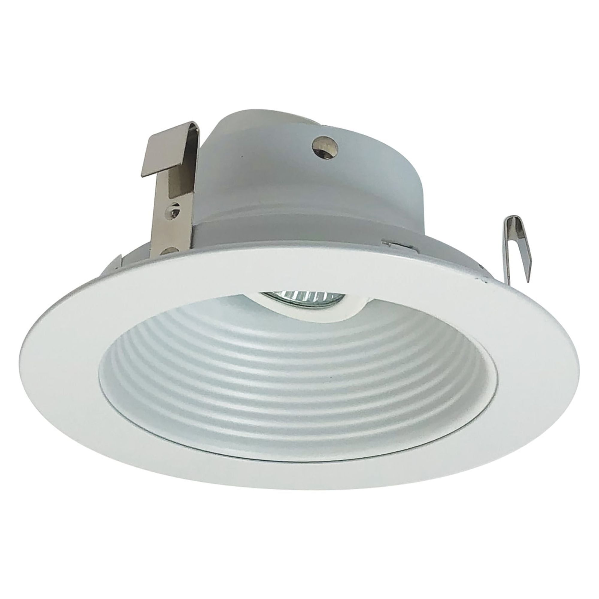 White Aluminum 4" Stepped Baffle Recessed Trim with LED