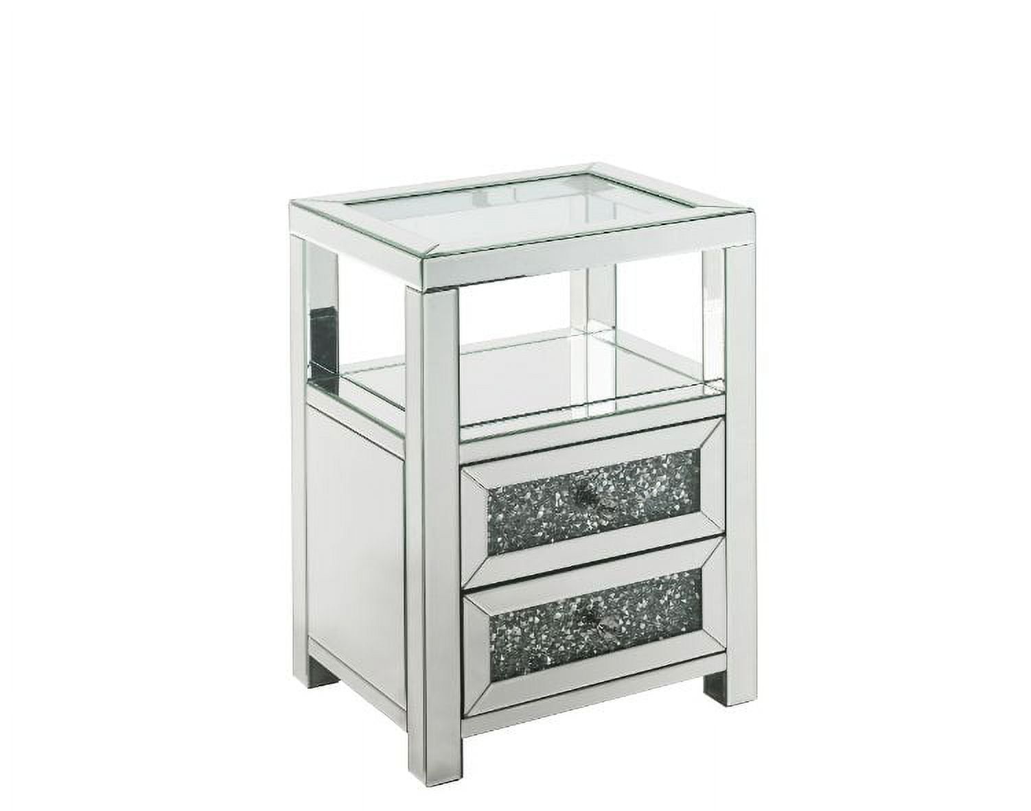 Noralie 32" Mirrored Glass Wood Accent Table with Storage