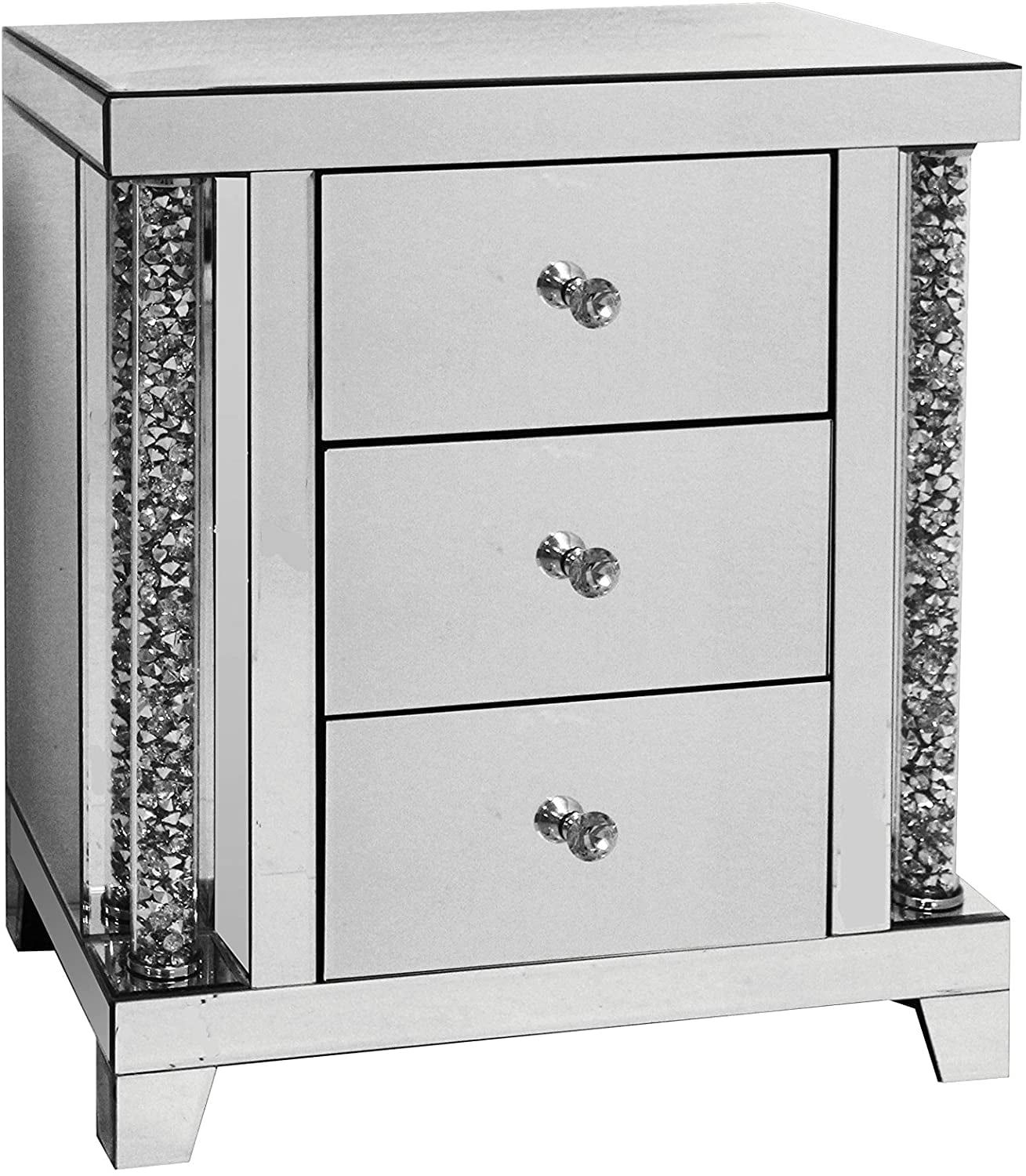 Noralie Mirrored 3-Drawer Rectangular Accent Table