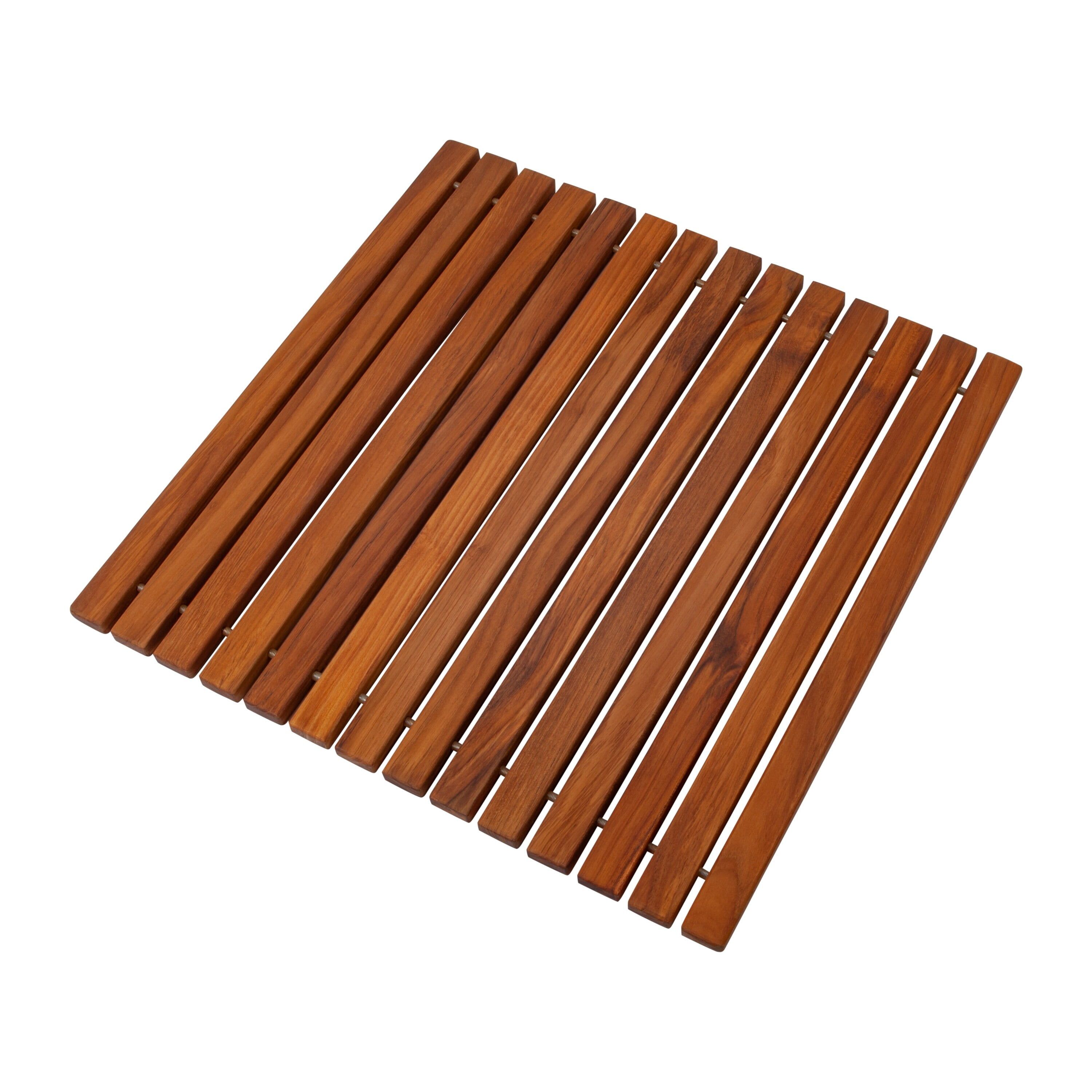 Nordic Oiled Teak Wood Roll-Up Shower Mat 19.6" Square