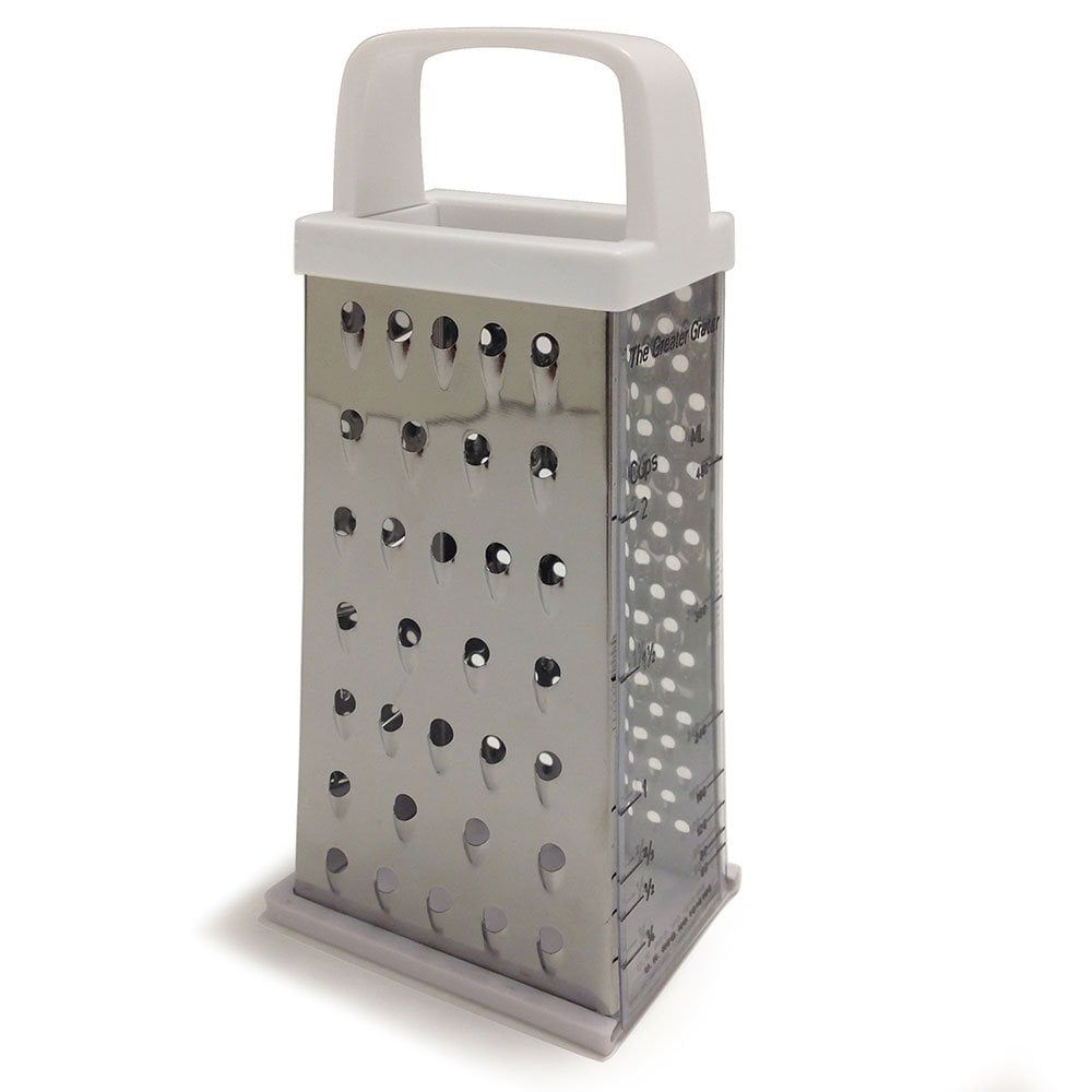 Silver Stainless Steel 4-Sided Grater with Container