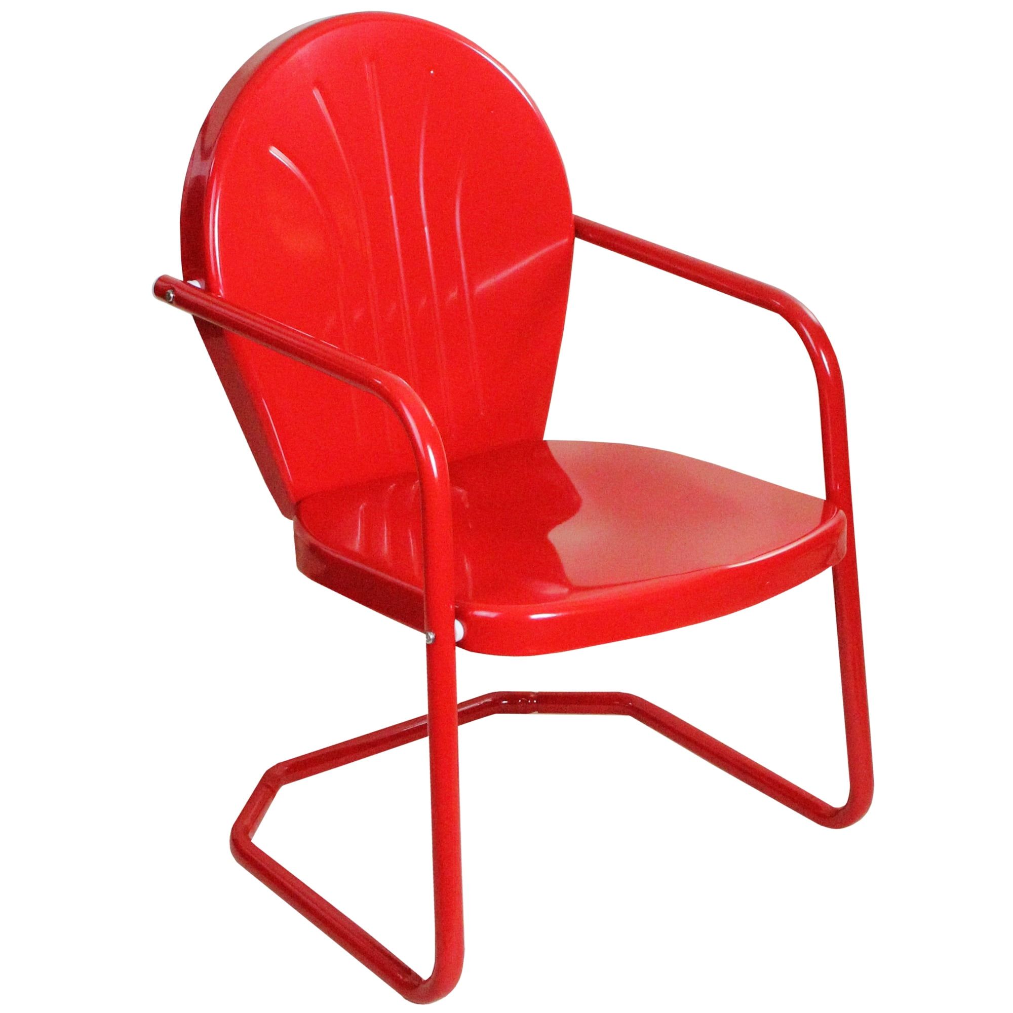 Red 34" Retro Outdoor Metal Tulip Armchair