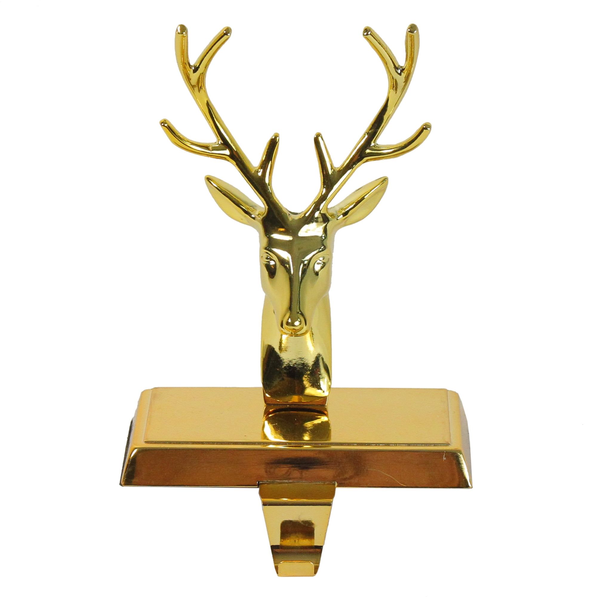 Gold Metal Deer Head Christmas Stocking Holder