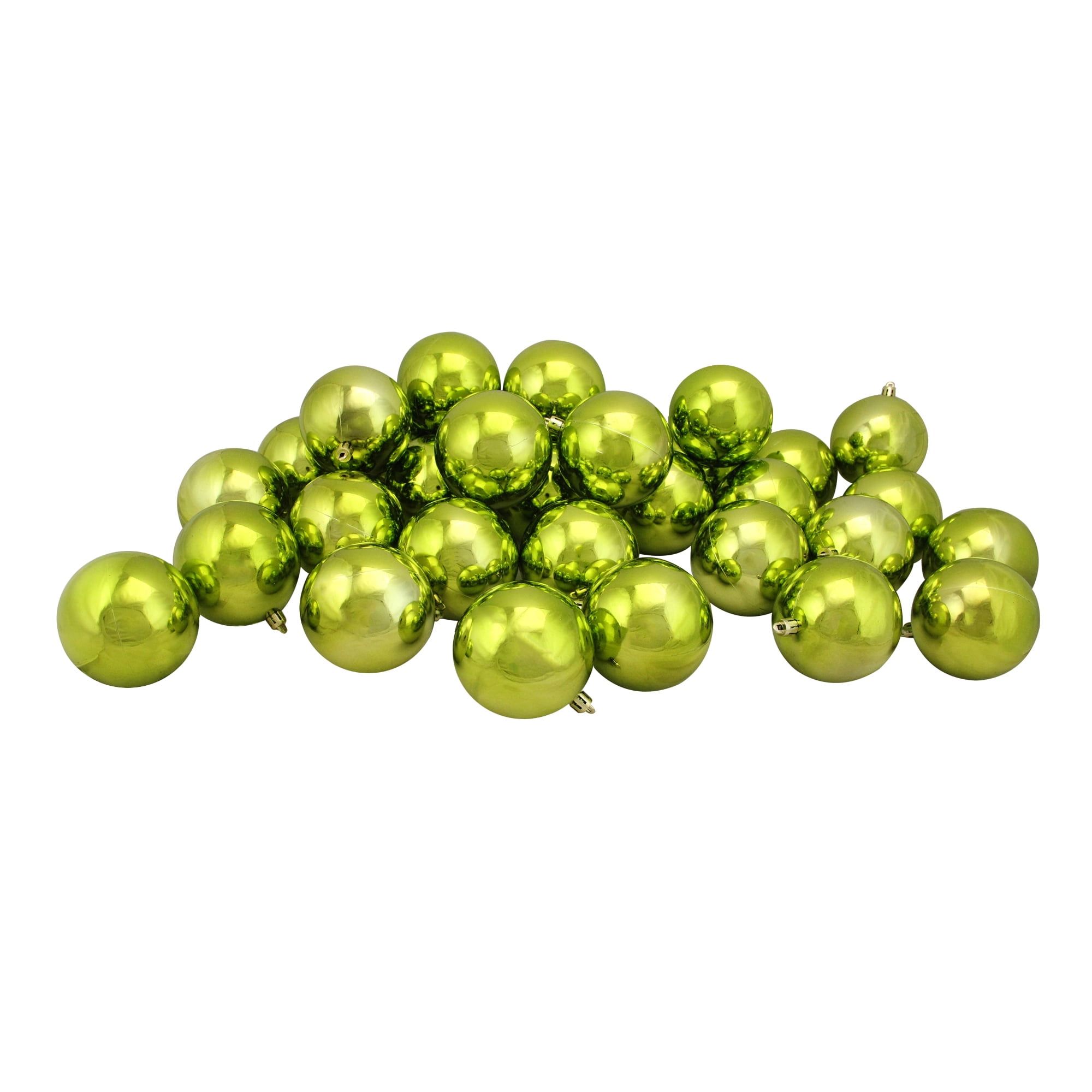 Kiwi Green Shatterproof Plastic Christmas Ball Ornaments, 32 Piece Set