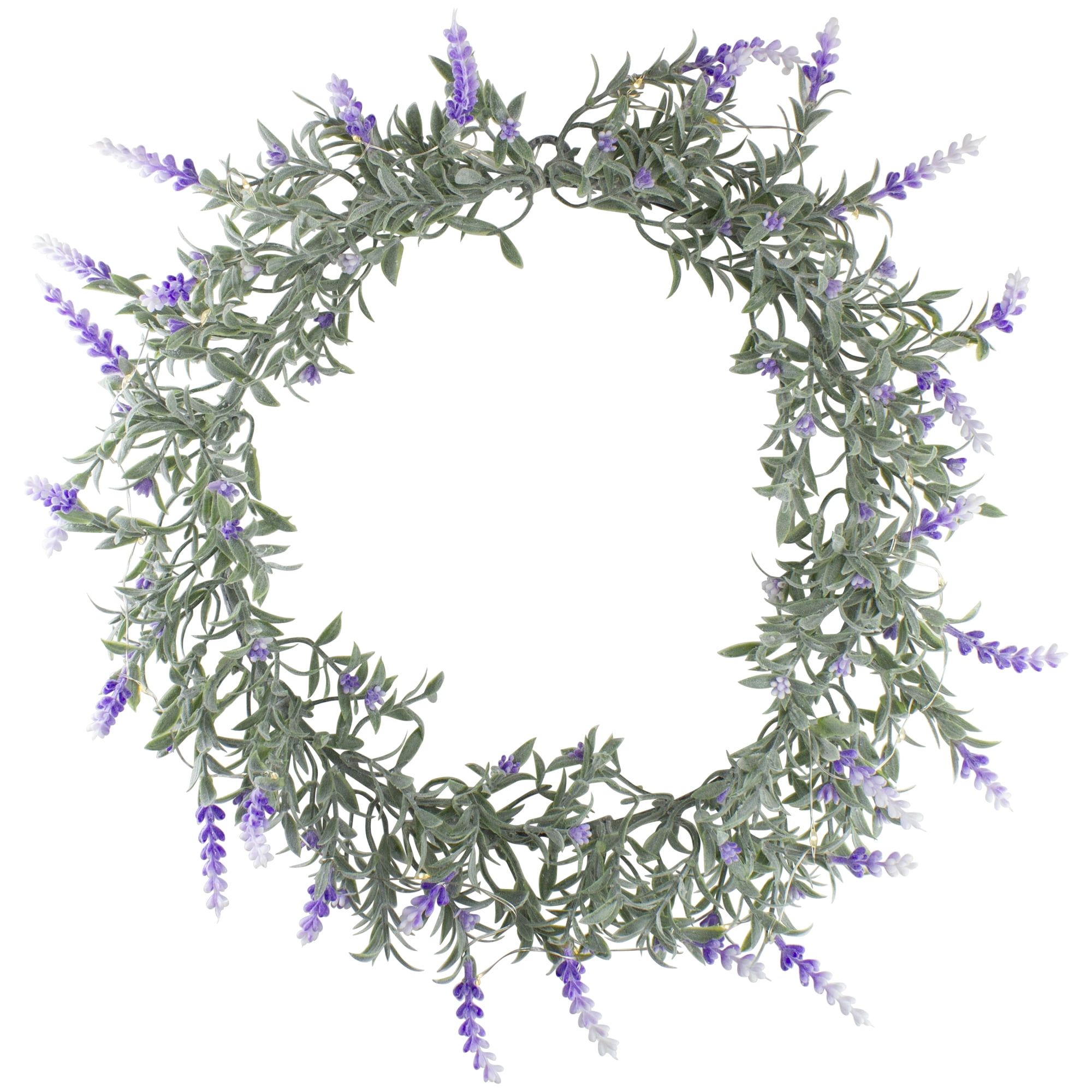 Lavender Bliss 16" Artificial Spring Wreath with White LED Lights