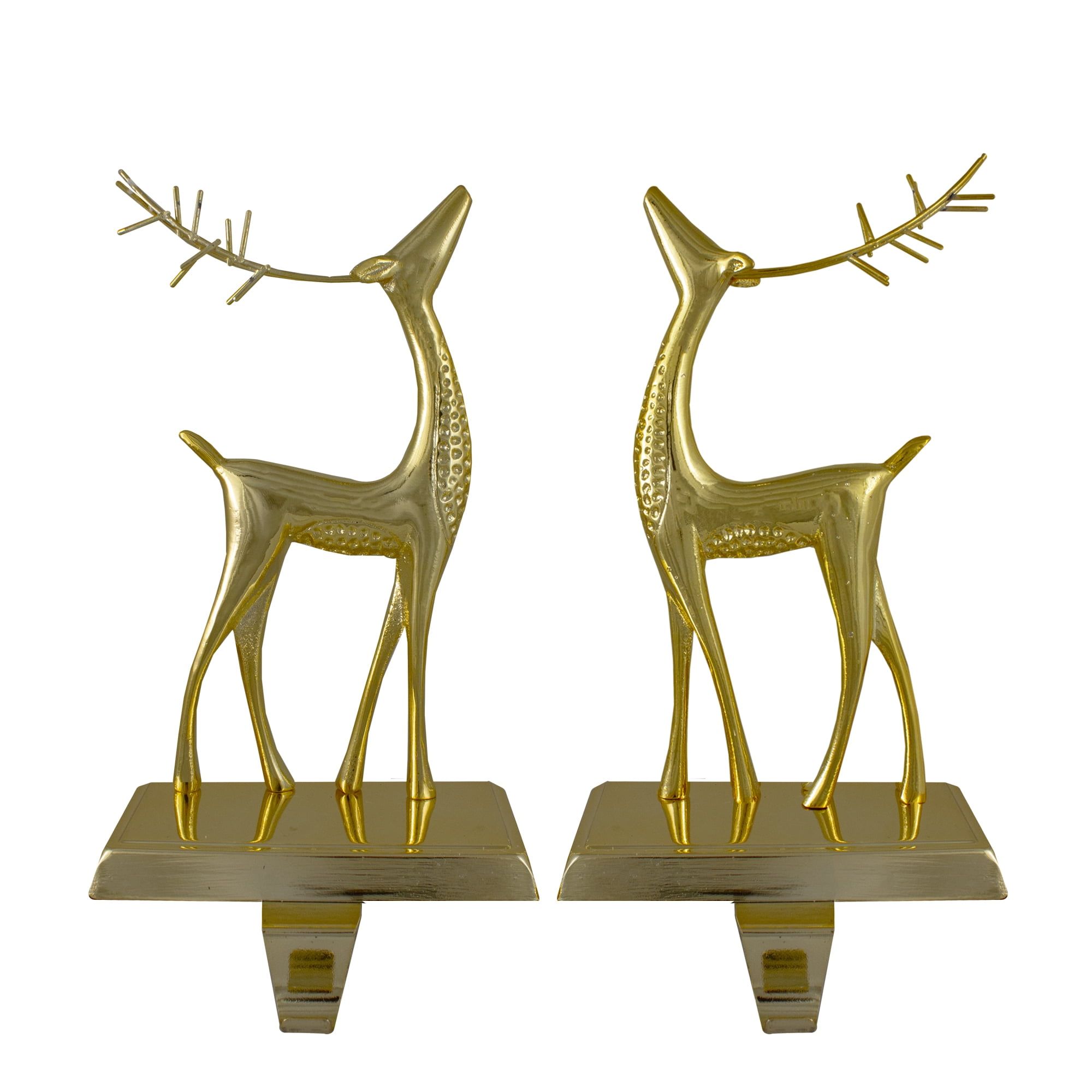 Gold Reindeer Christmas Stocking Holders Set of 2