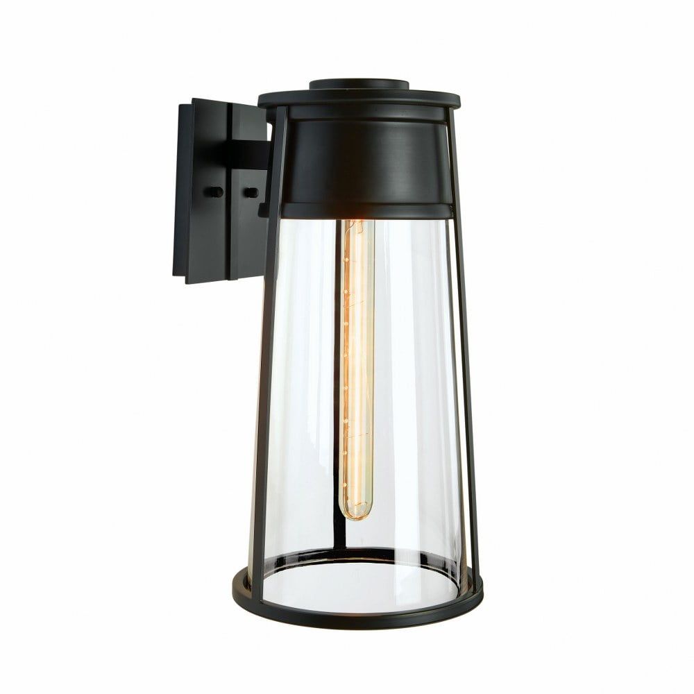 Matte Black Brass Cone Outdoor Wall Sconce 12.75"
