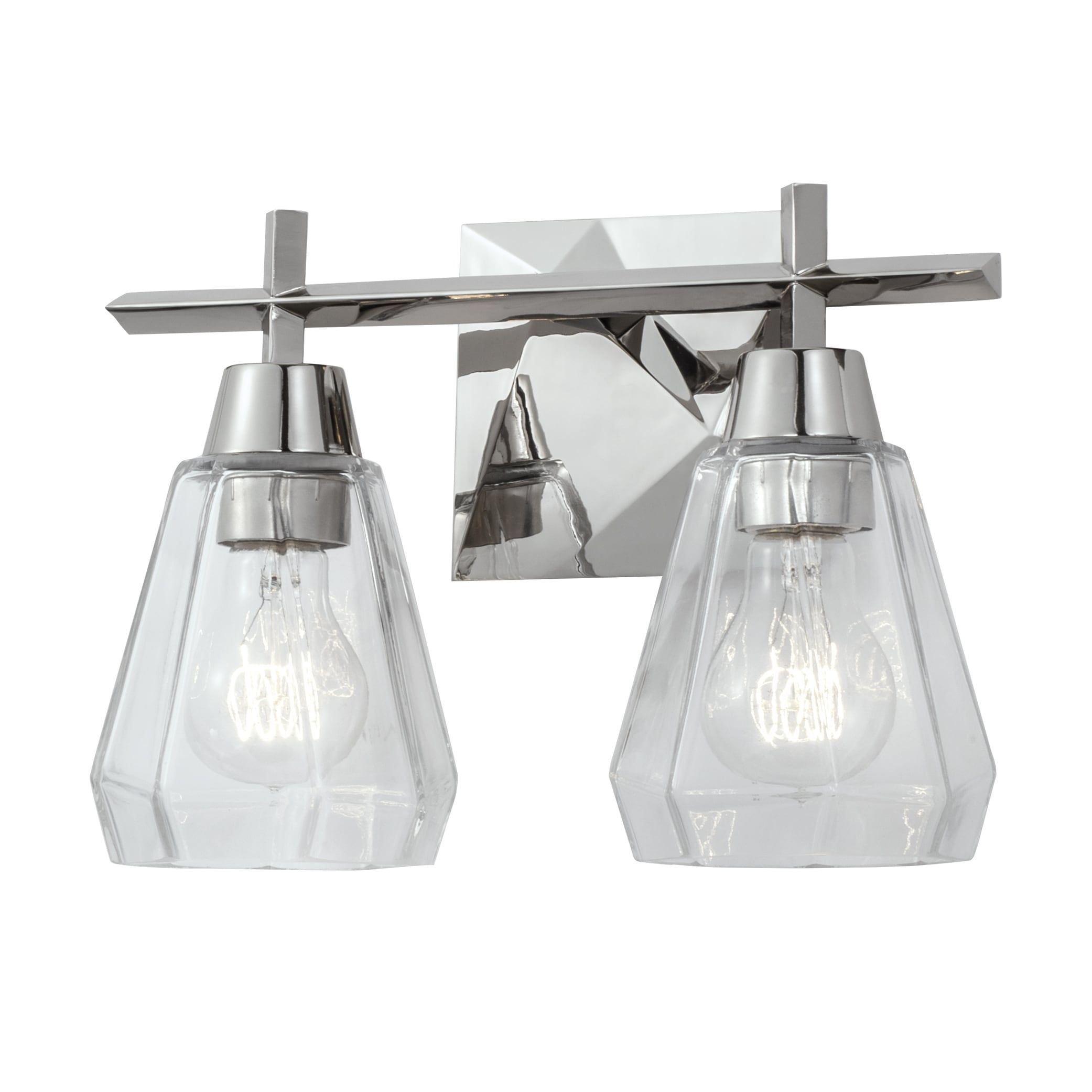 Arctic Faceted Glass 2-Light Vanity Sconce in Polished Nickel