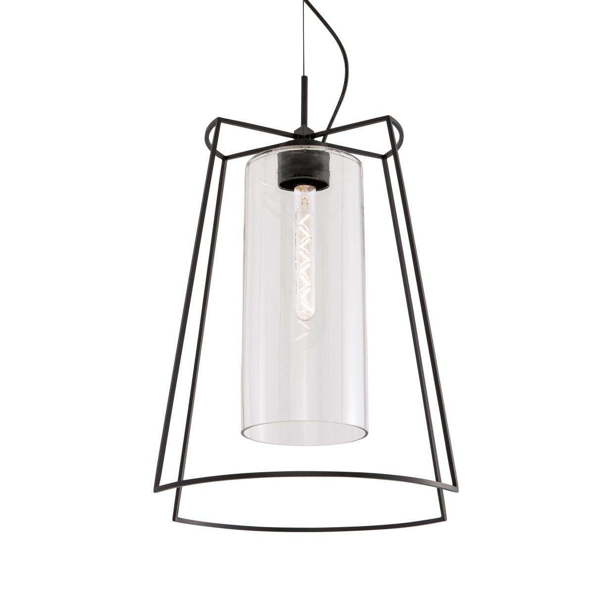 Matte Black Glass Indoor/Outdoor Pendant Light